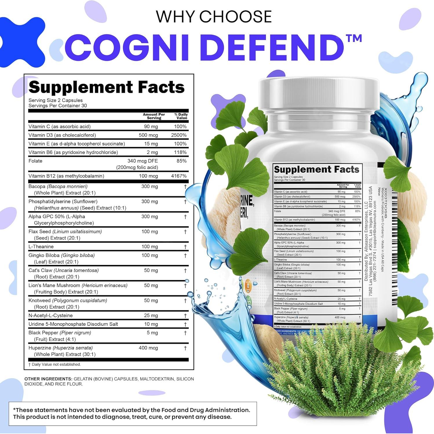 Suplemento Alpha GPC Clean Nutraceuticals 300mg 60 Cápsulas