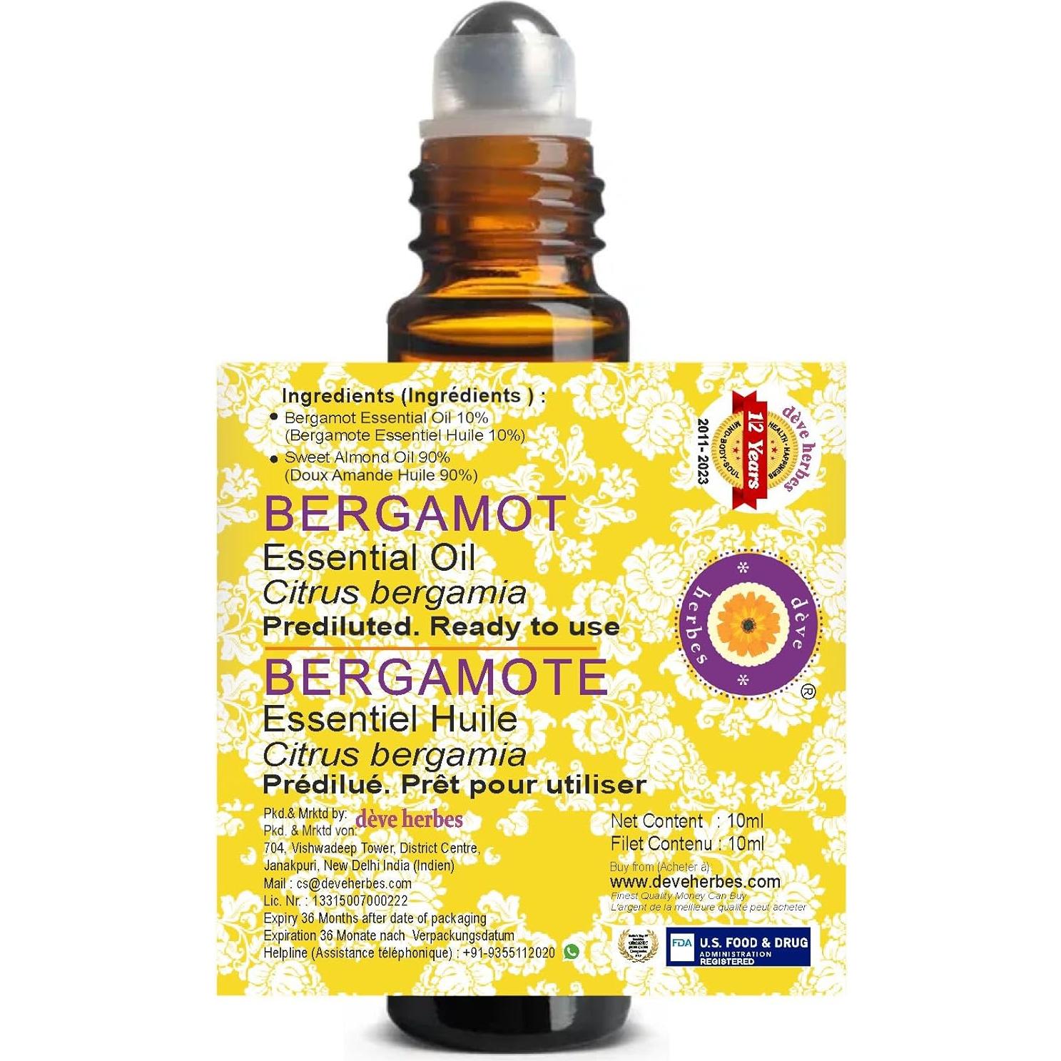Aceite Esencial de Bergamota Deve Herbes 10ml Roll-on Aromaterapia