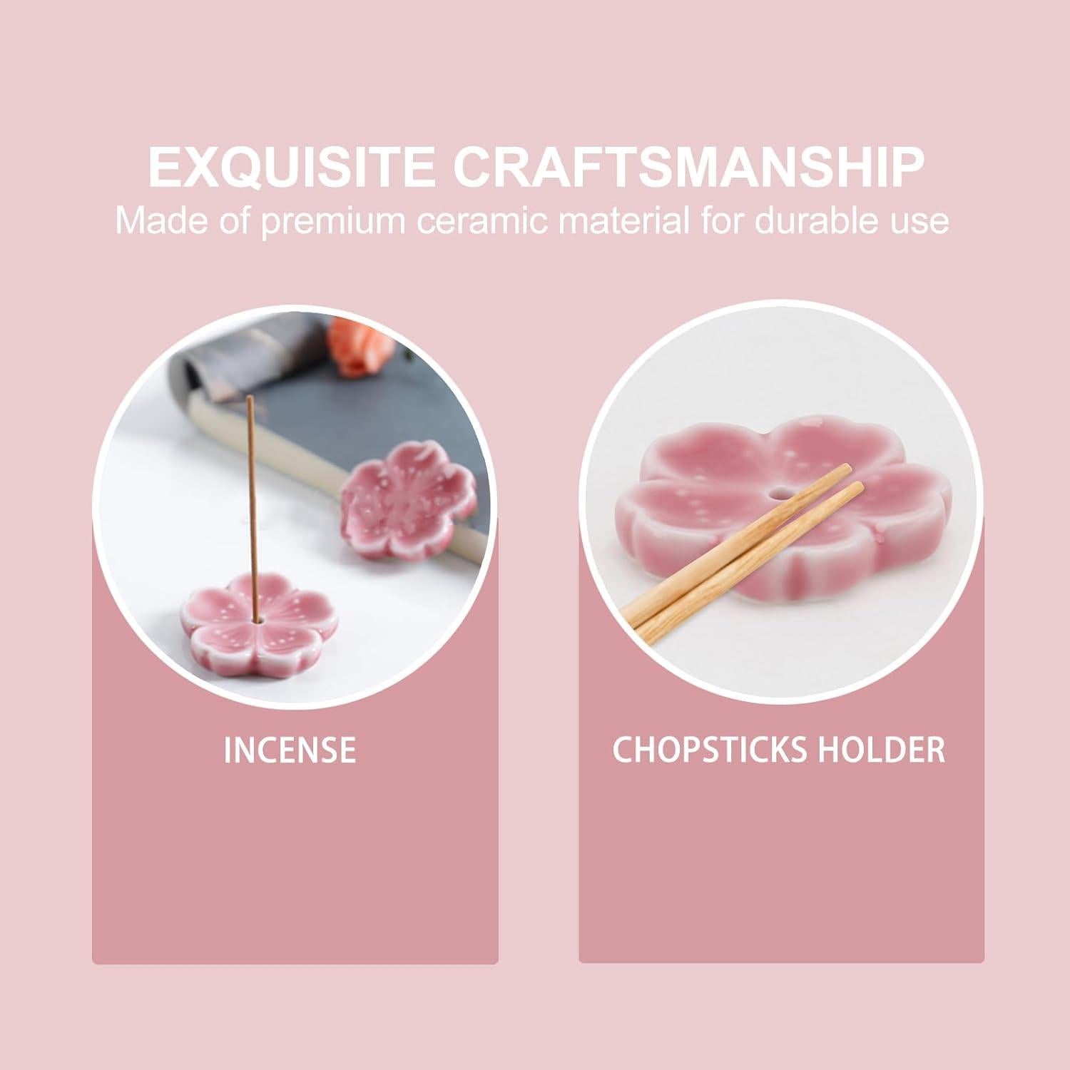 Soporte de Incienso Cerámica IMIKEYA 4 Piezas Rosa