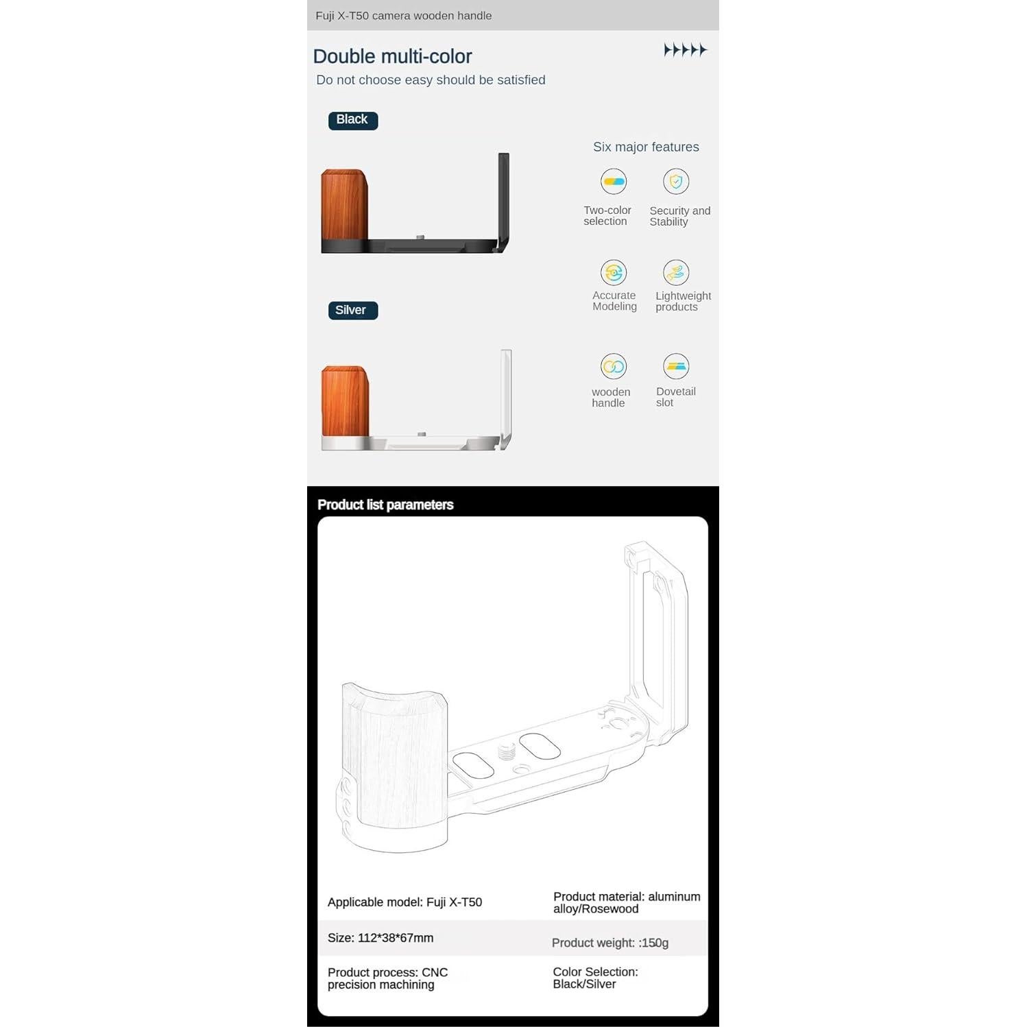 Soporte de Placa L M-REMOTE para Fujifilm X-T50 con Mango