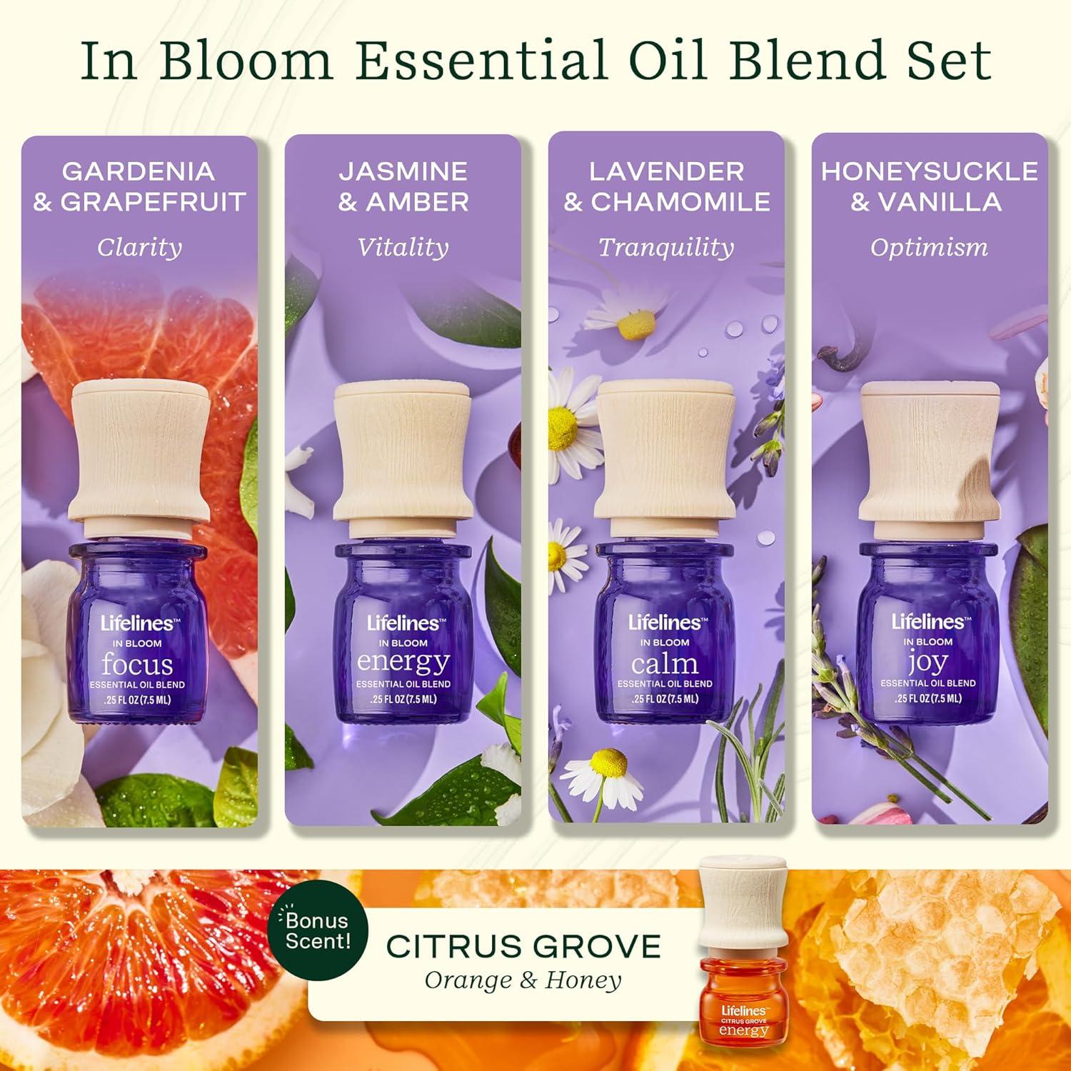 Difusor Ultrasonico Lifelines Waves 200ml + 4 Aceites Esenciales