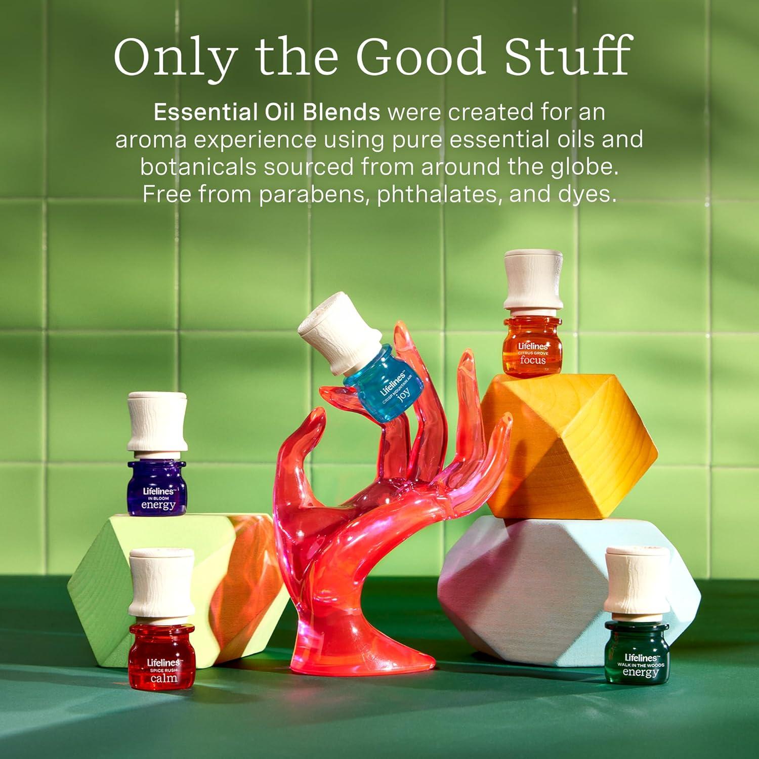 Difusor Ultrasonico Lifelines Waves 200ml + 4 Aceites Esenciales