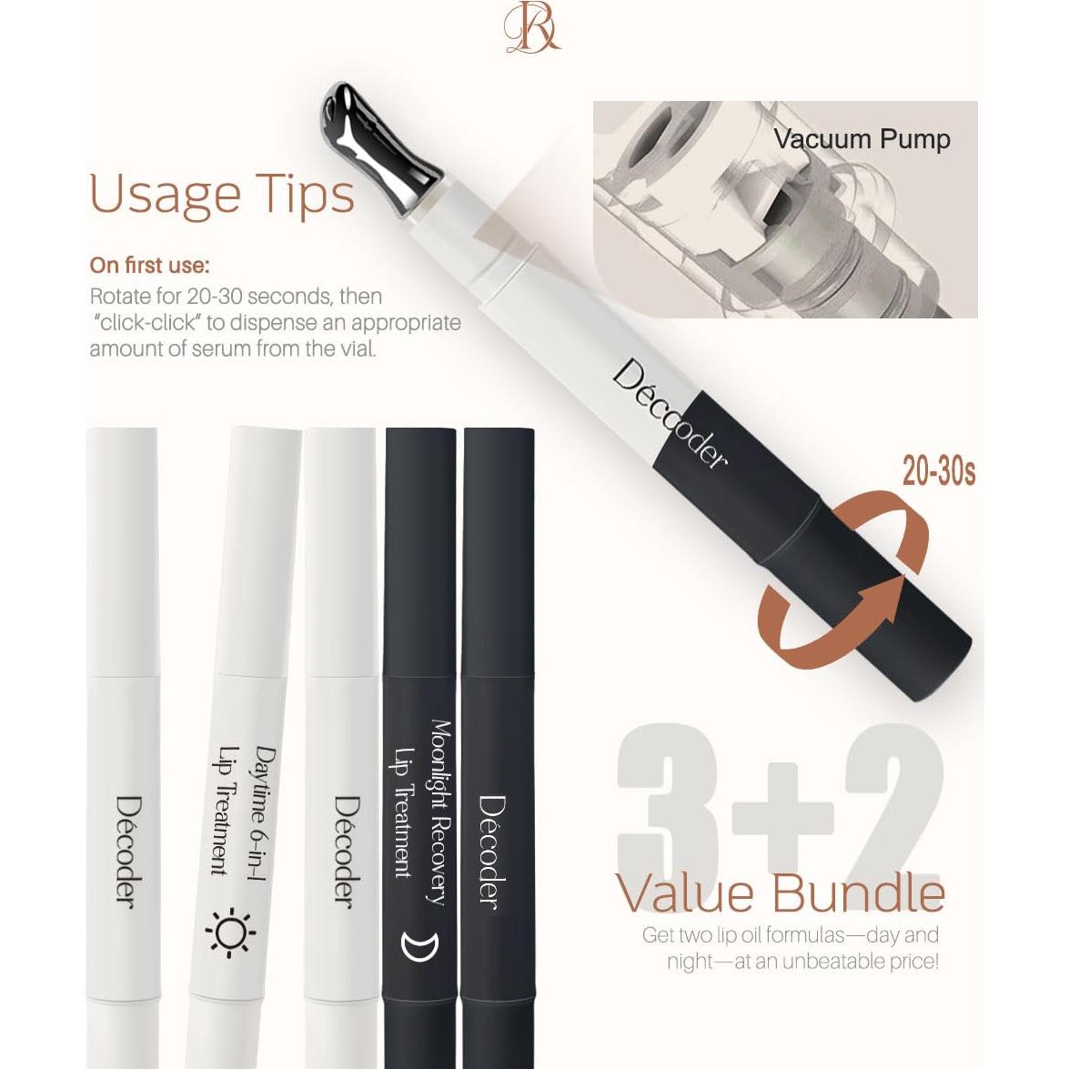 Aceite Labial Hidratante Dédcoder 1 Paquete 100% Natural