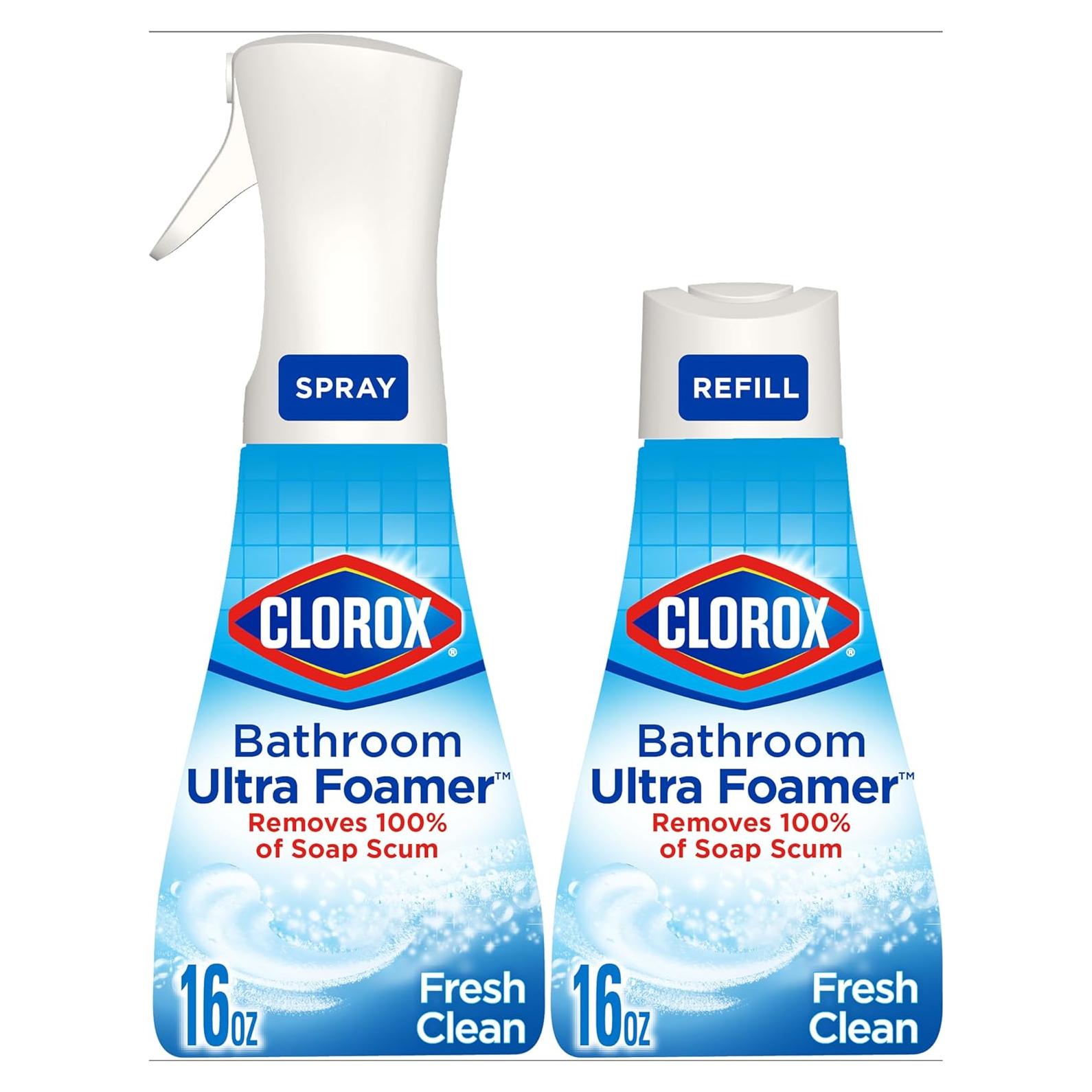 Clorox Baño Ultra Espumador 473 ml - Limpieza Fresca - 1 Spray + 1 Recarga