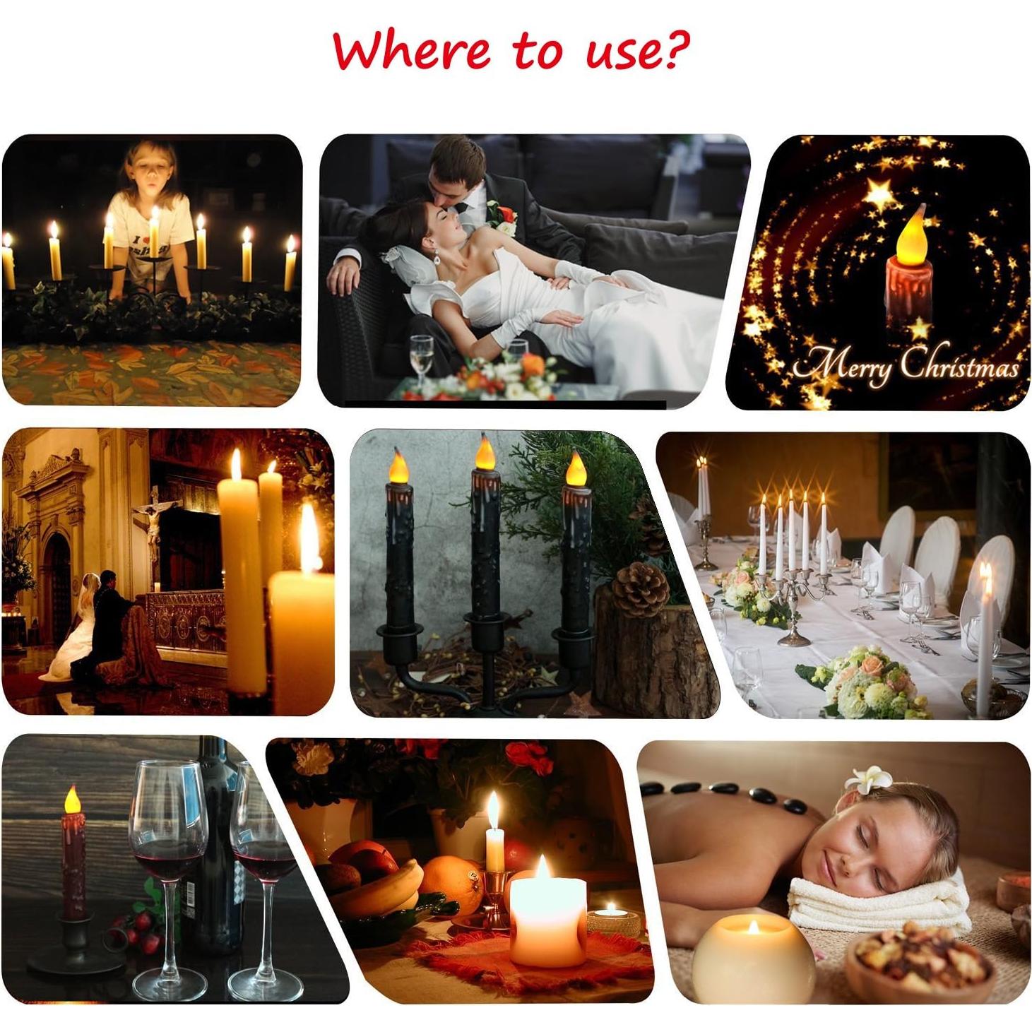 Velas Taper LED CVHOMEDECO 17.1 cm Negro Mate 2 PCS