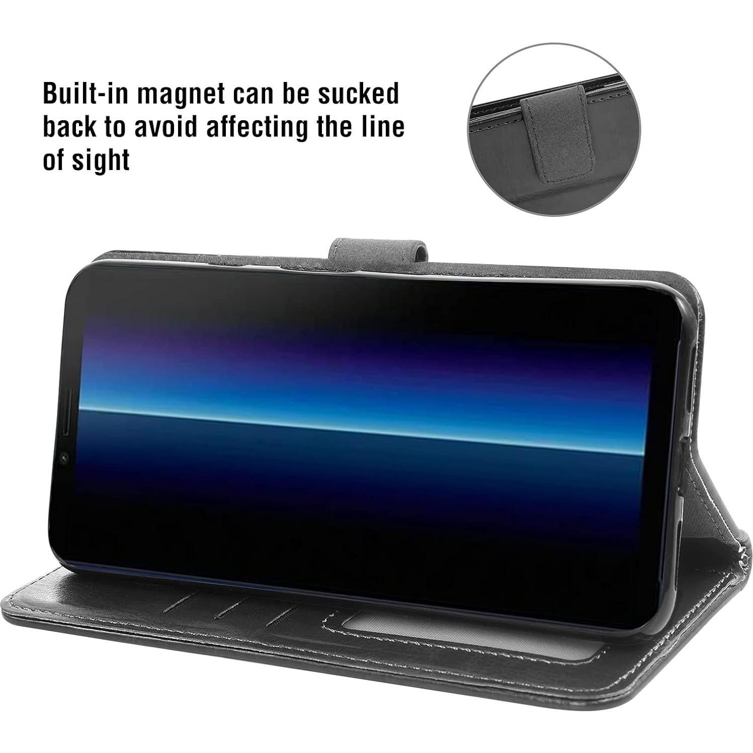 Funda de Cartera Asuwish para Sony Xperia 10 II - Negro