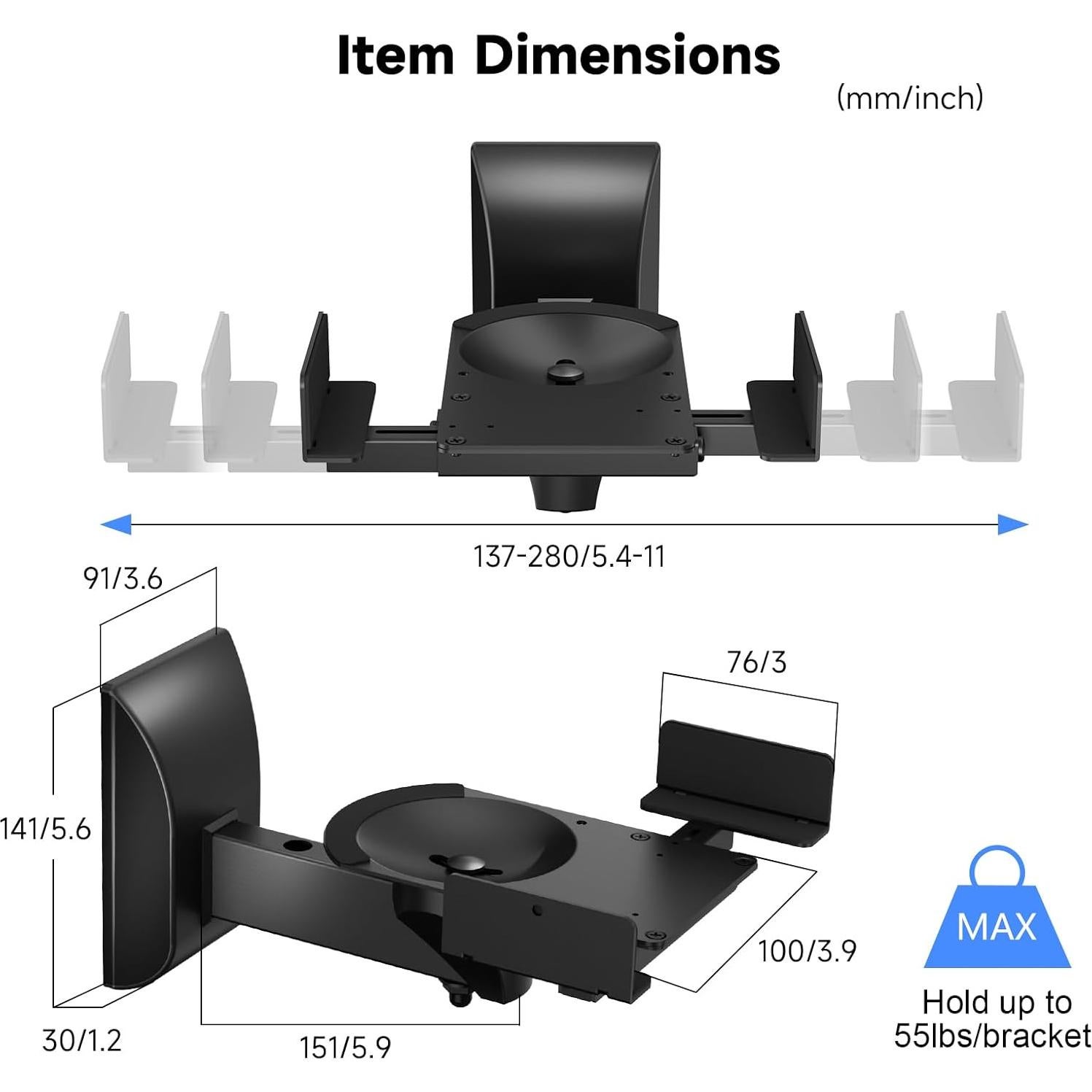 Soportes de Pared para Altavoces Suptek - Ajustables hasta 25kg