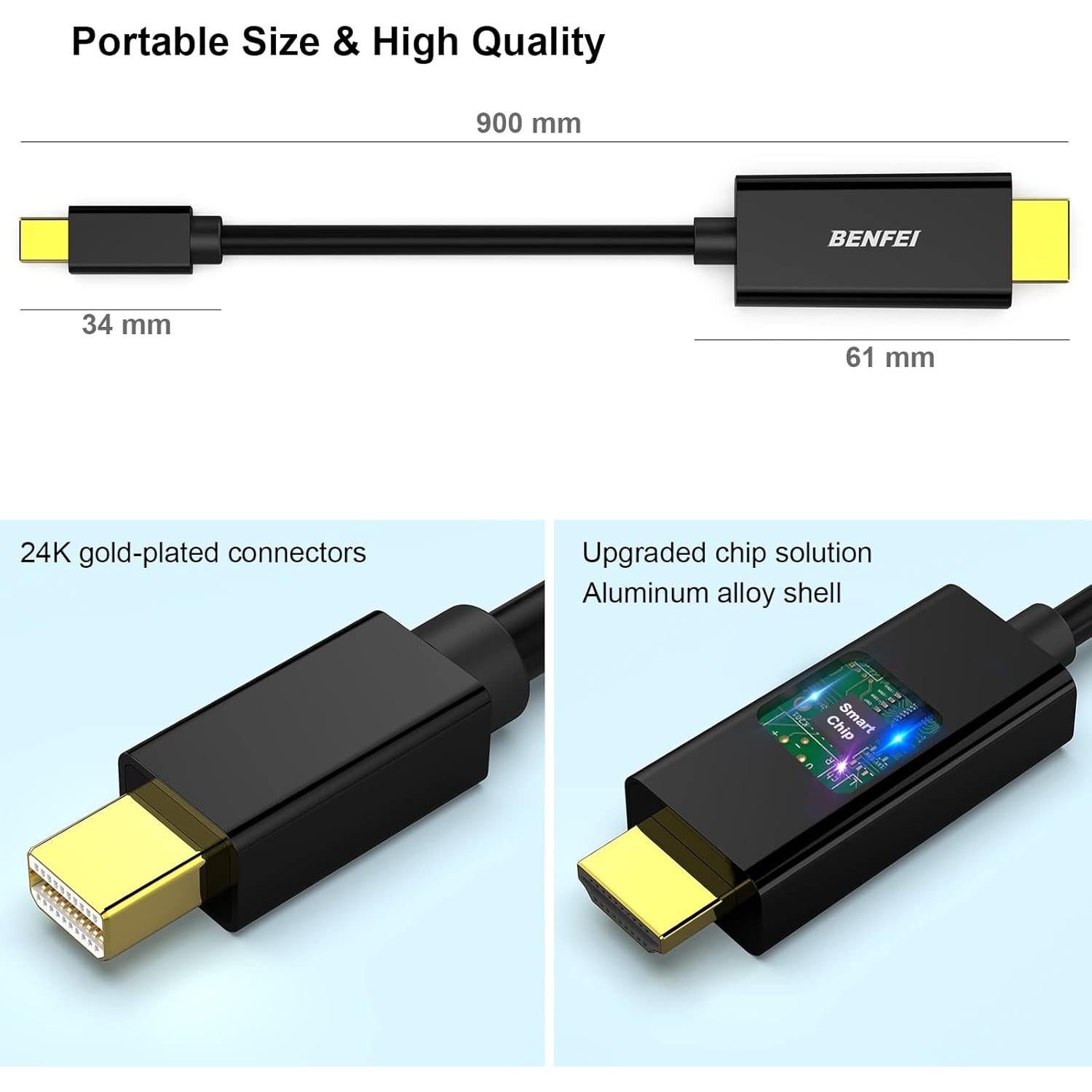 Cable HDMI Benfei Mini DisplayPort 0.9m Compatible MacBook