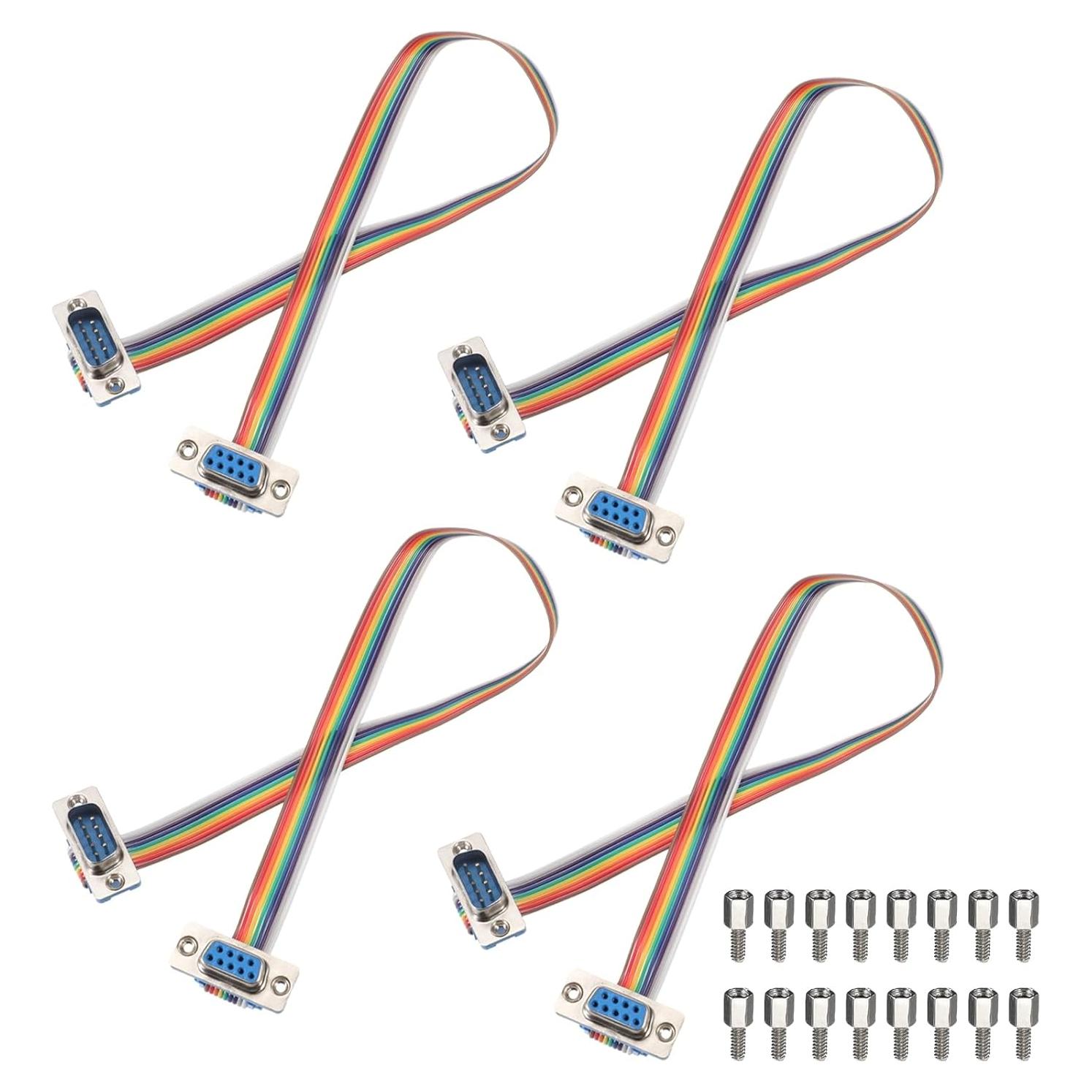 Cable de Cinta IDC Arcoíris MECCANIXITY 4 Pcs DB9 Macho a Hembra 30 cm