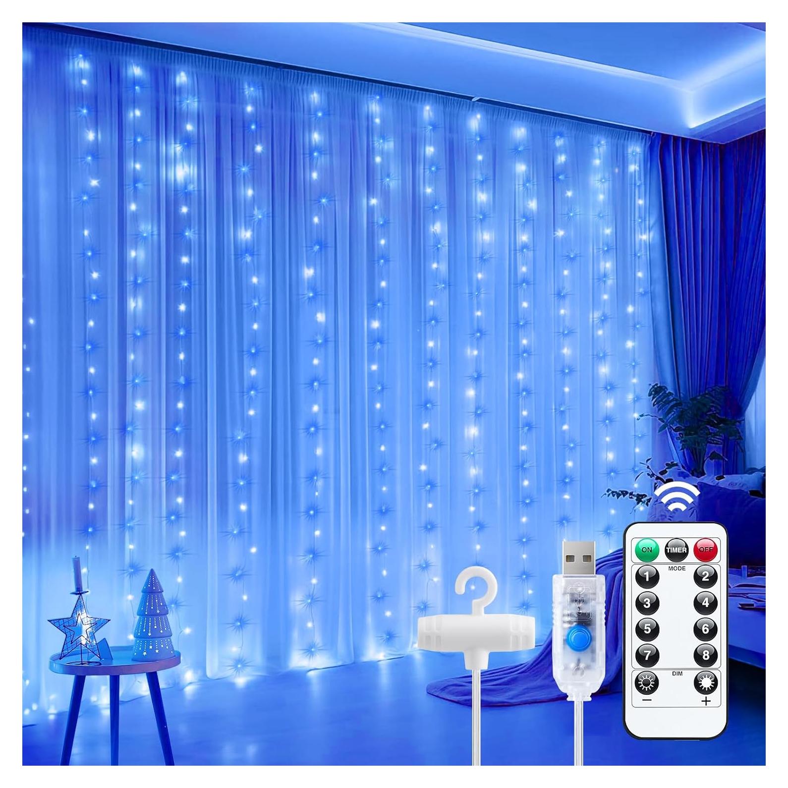 Luces de Cortina LED Minetom 300 Luces USB Regulables 8 Modos