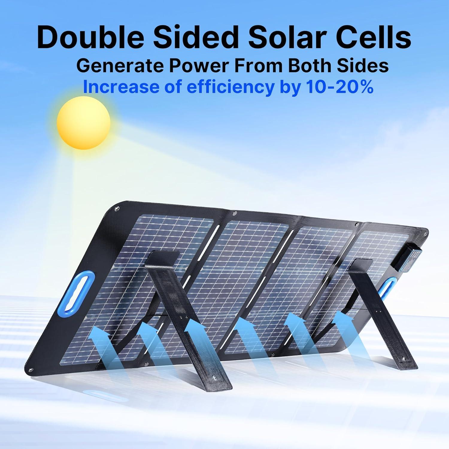 Panel Solar Plegable Nicesolar 100W con USB-C 65W para Camping