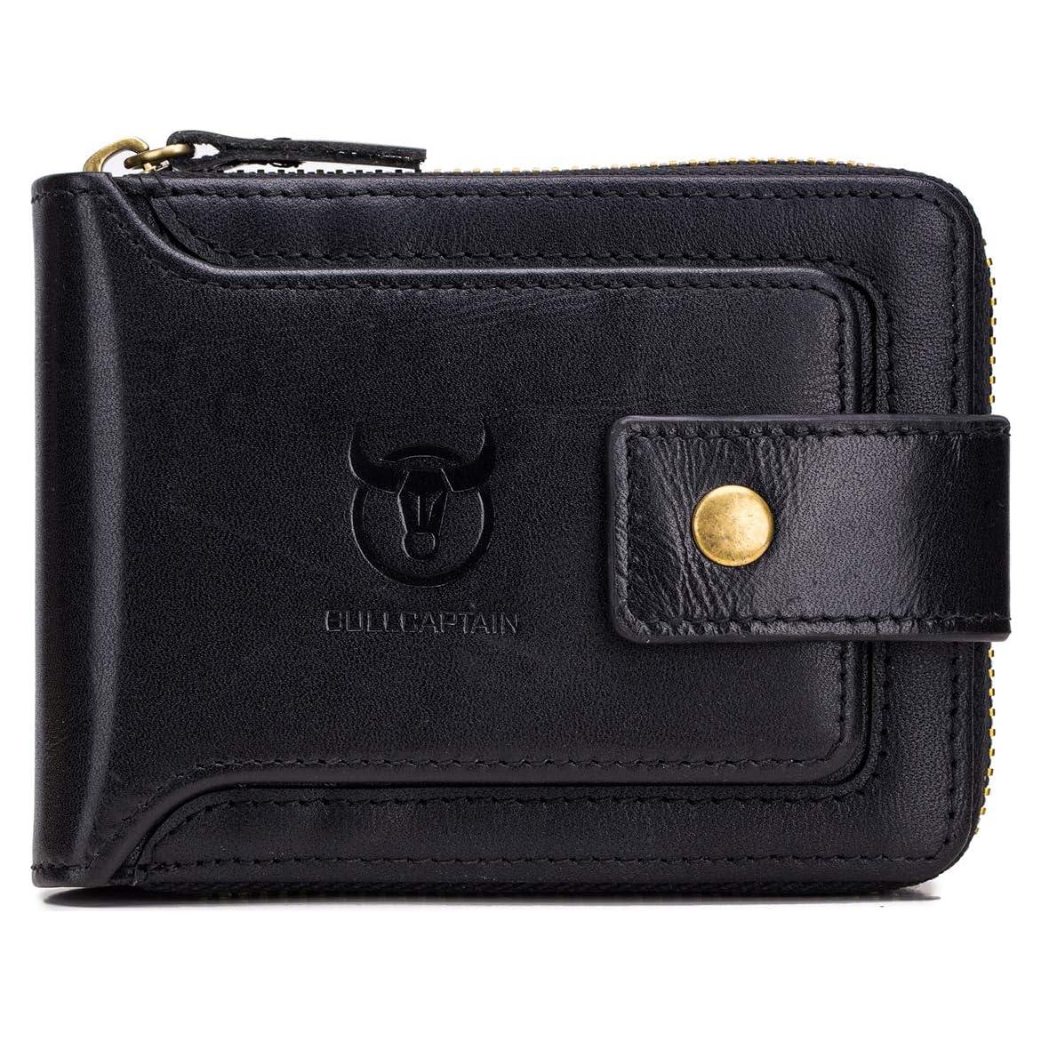 Cartera de Cuero Genuino BULLCAPTAIN QB-231 Negro con RFID