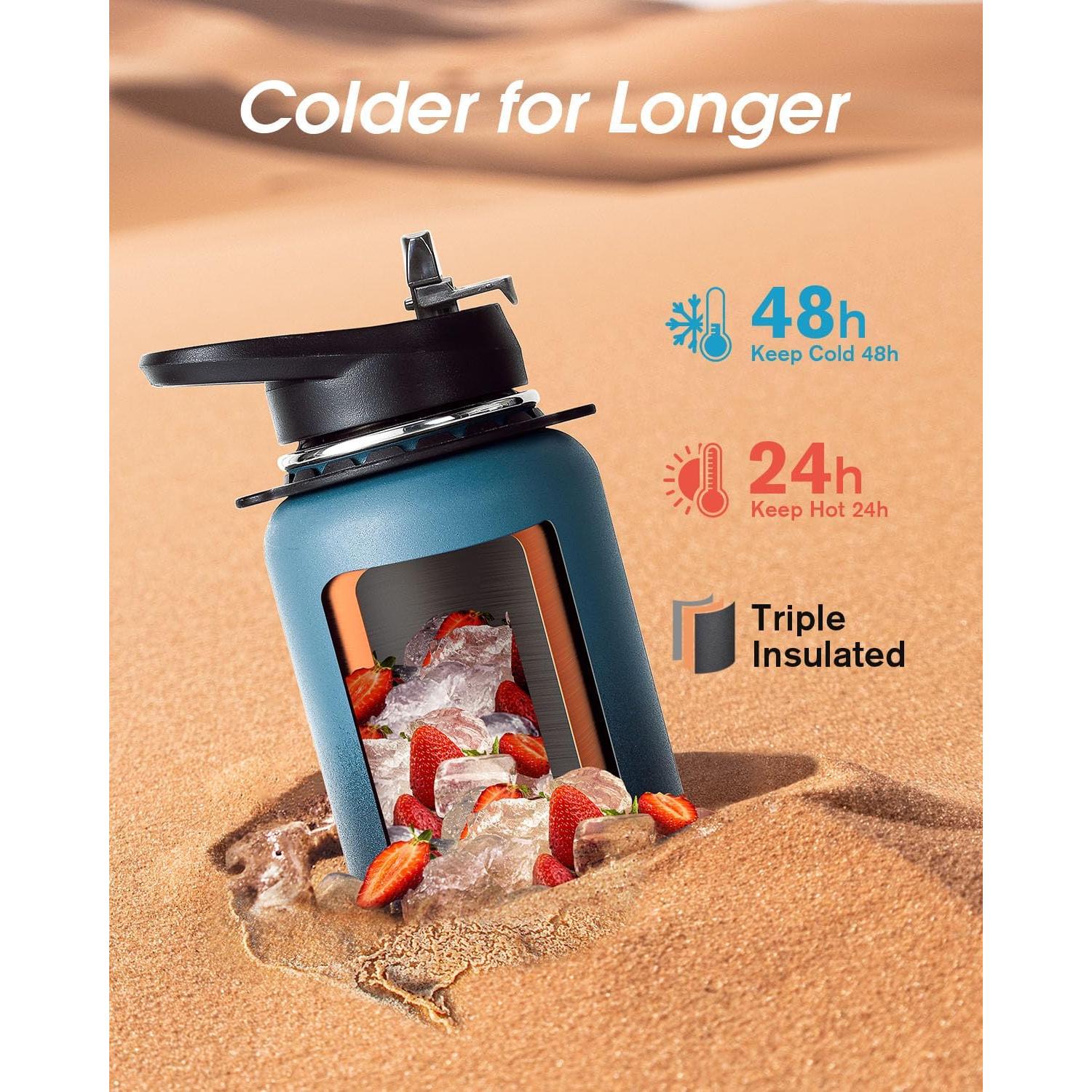 Botella de Agua Aislada Coolflask 32 oz Acero Inoxidable Azul