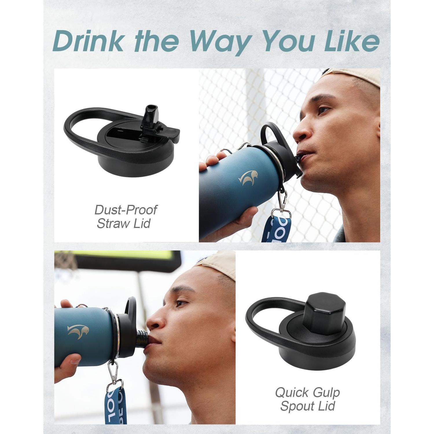 Botella de Agua Aislada Coolflask 32 oz Acero Inoxidable Azul