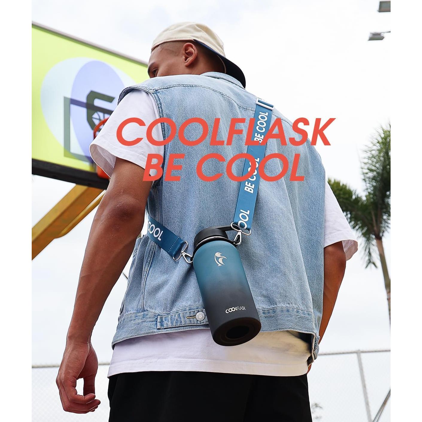 Botella de Agua Aislada Coolflask 32 oz Acero Inoxidable Azul