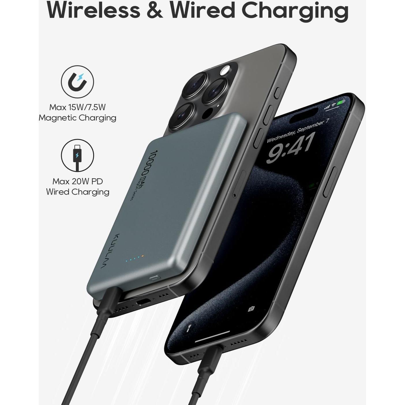 Batería Portátil MagSafe Kuulaa 10000mAh Carga Rápida USB-C