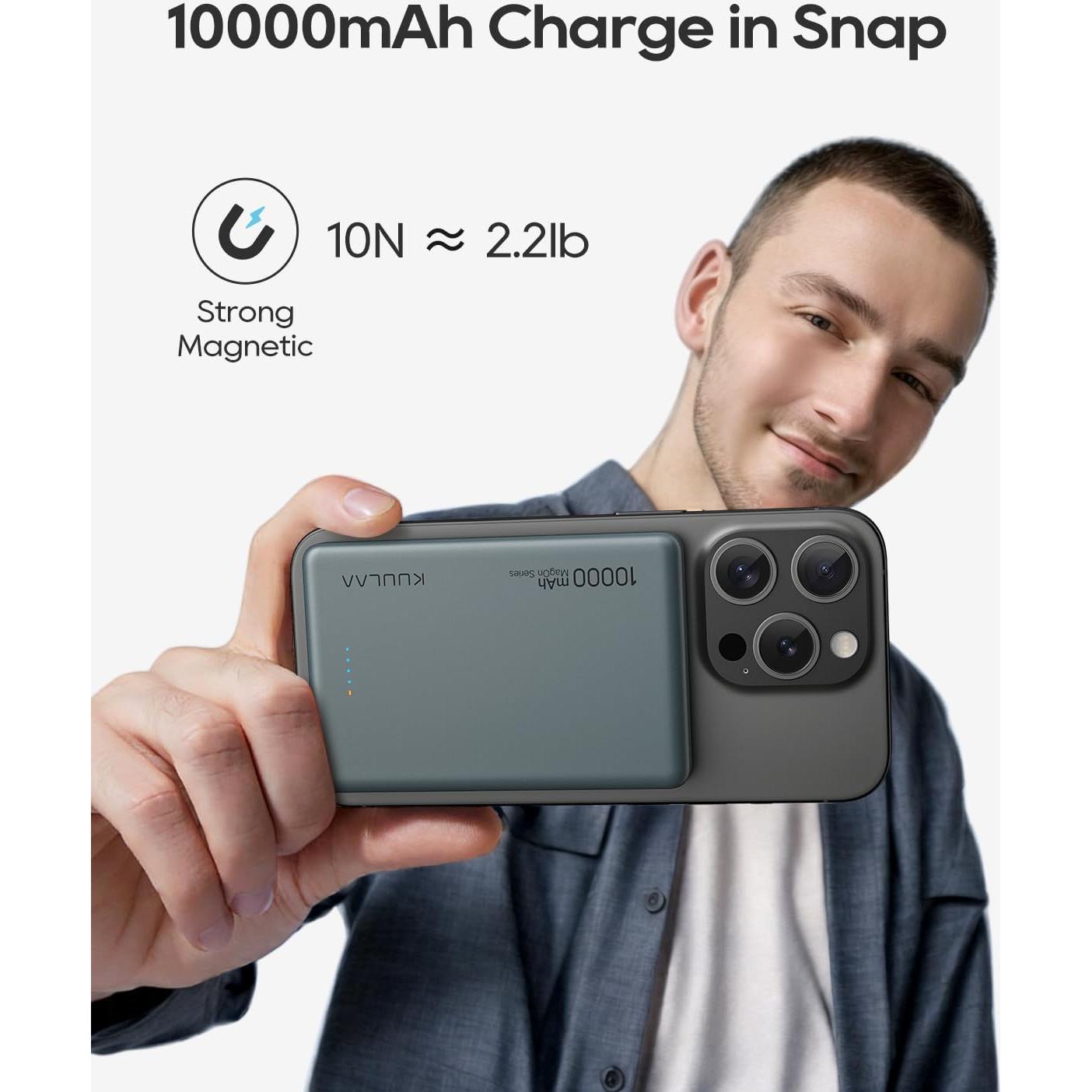 Batería Portátil MagSafe Kuulaa 10000mAh Carga Rápida USB-C