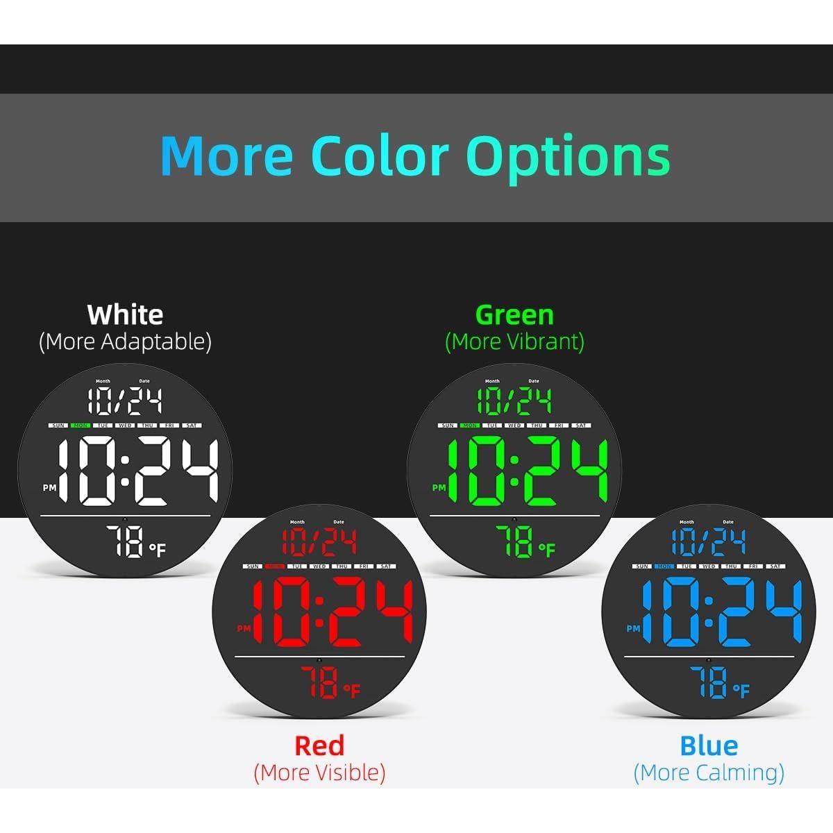 Reloj de Pared Digital LED XUANZIT 8" Auto-Brillo Temperatura