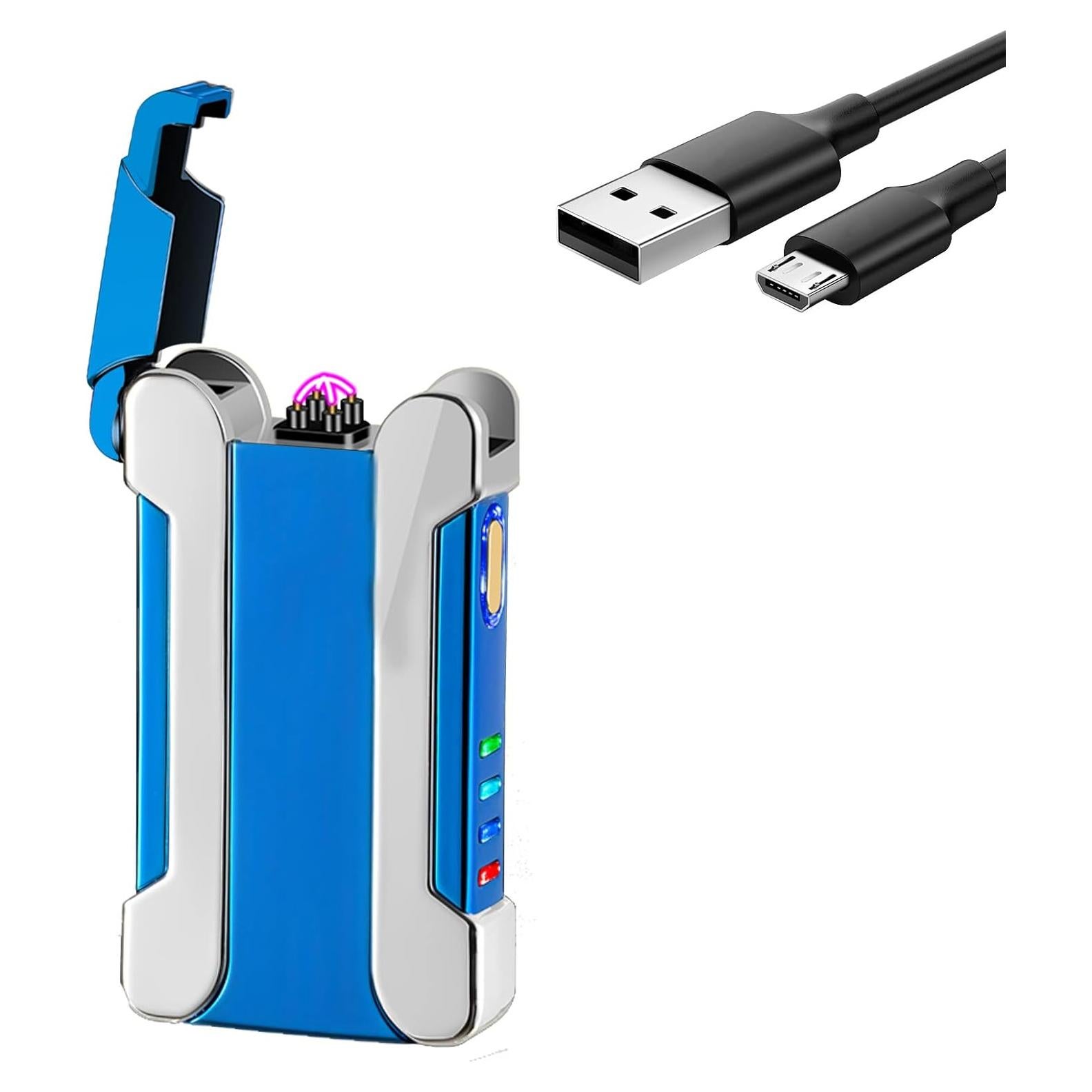Encendedor Eléctrico YOZWOO Doble Arco Plasma Recargable USB Azul