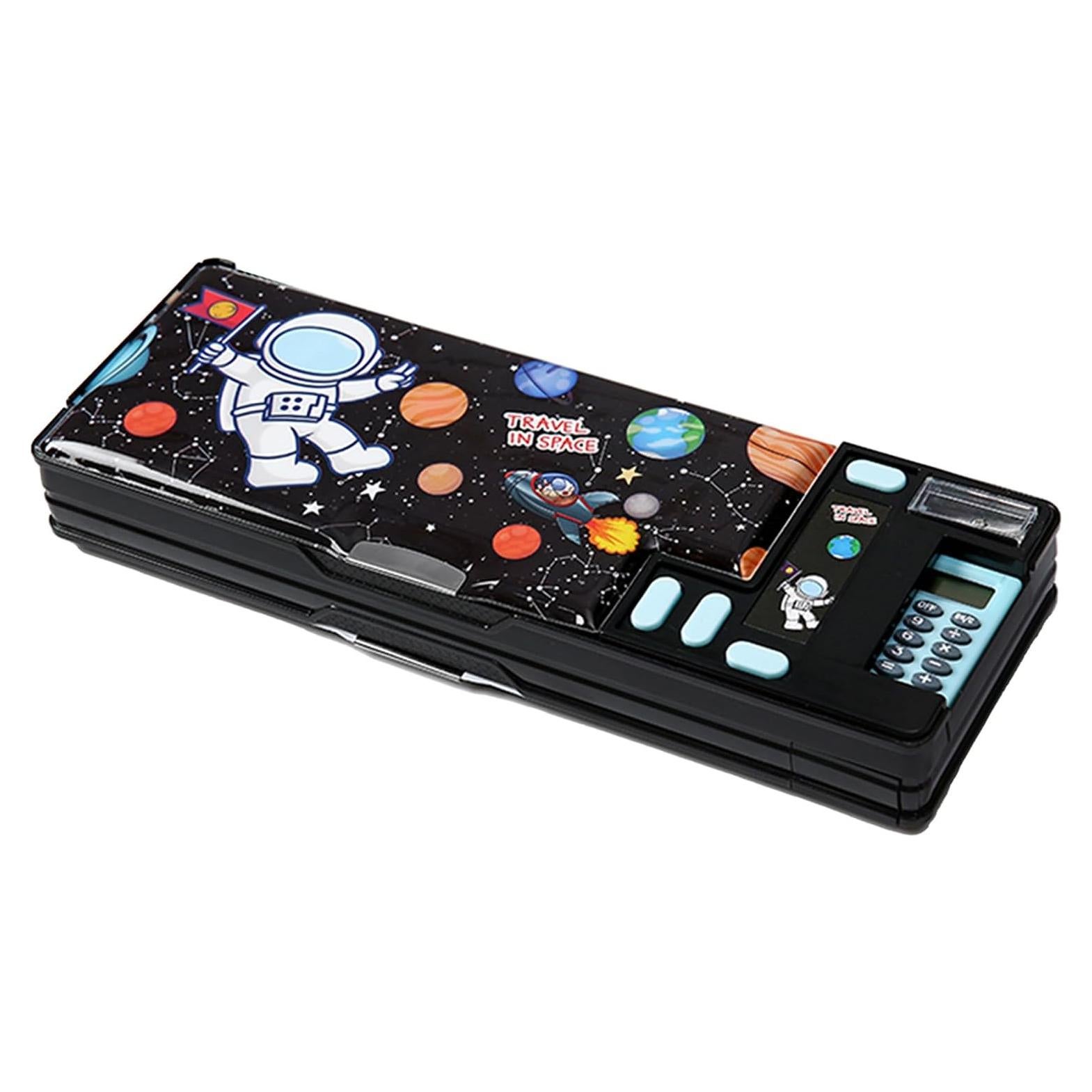 Estuche Multifuncional LilyBeauty con Calculadora y Sacapuntas - Negro