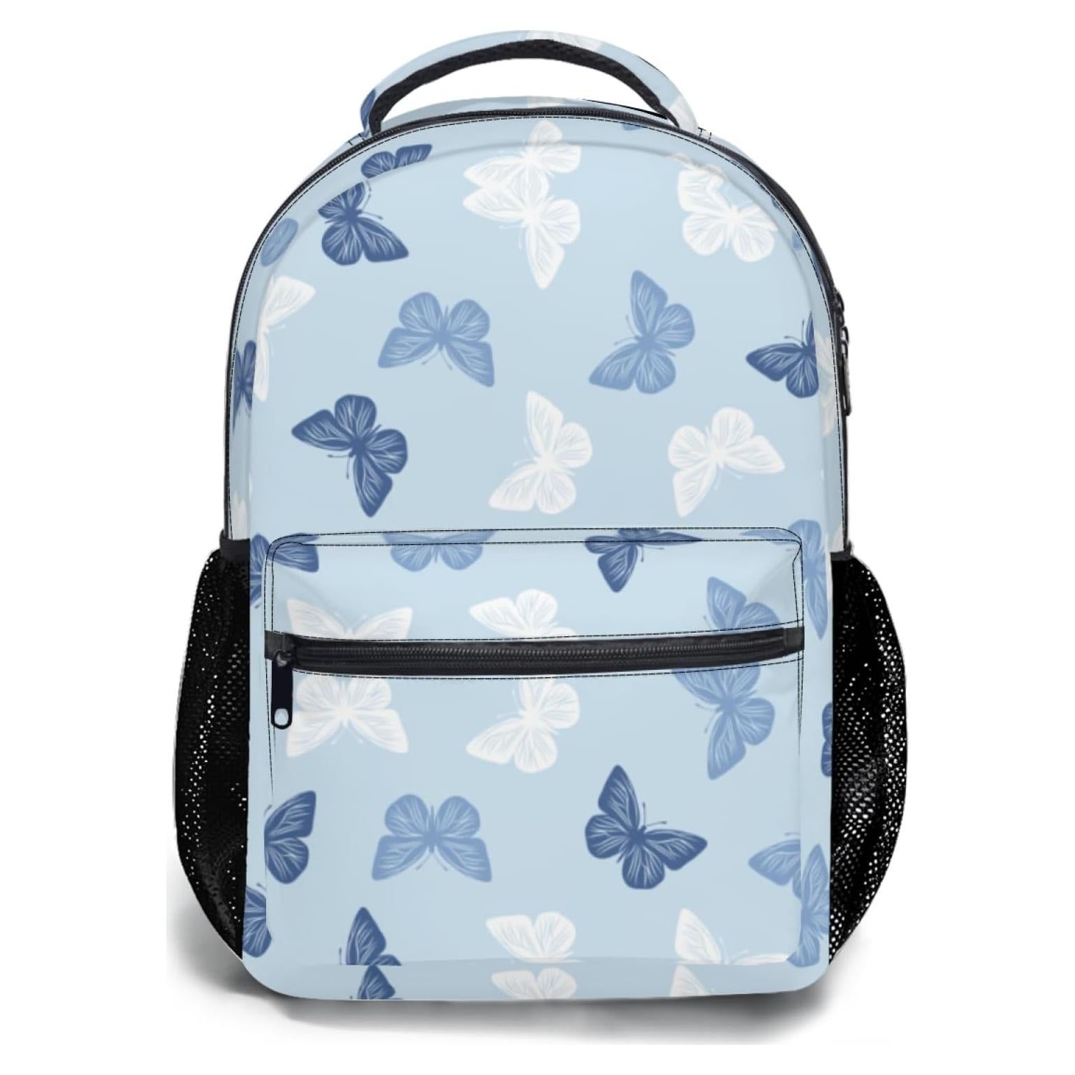 Mochila Escolar Mariposa Azul Anyako 44x32x15 cm para Niños