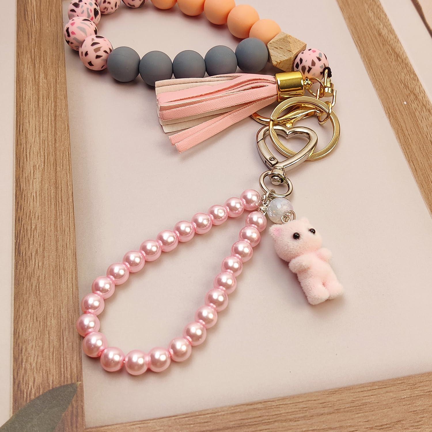 Llavero de Gato Peludo Rosa Bonito Nalefow para Mujeres