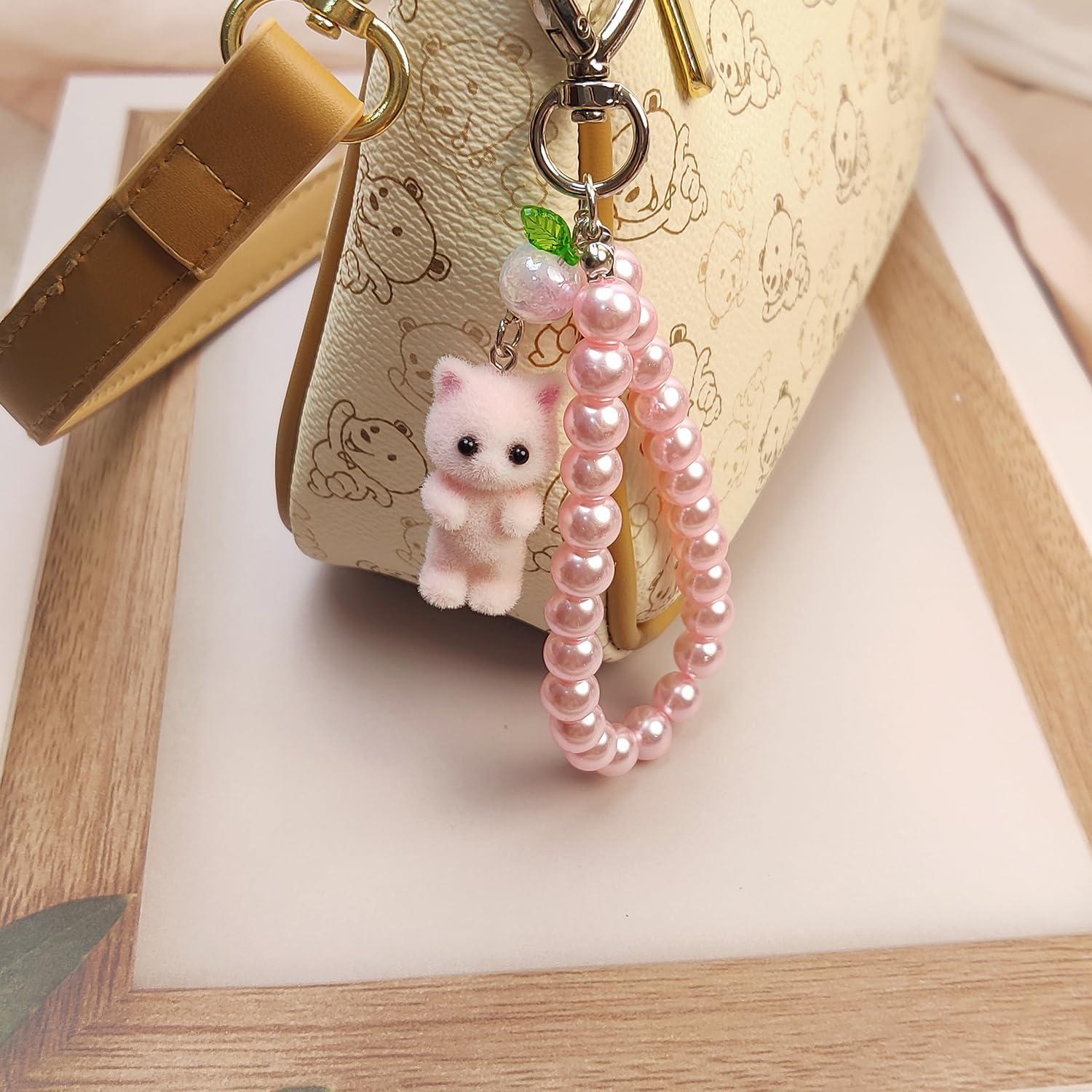 Llavero de Gato Peludo Rosa Bonito Nalefow para Mujeres