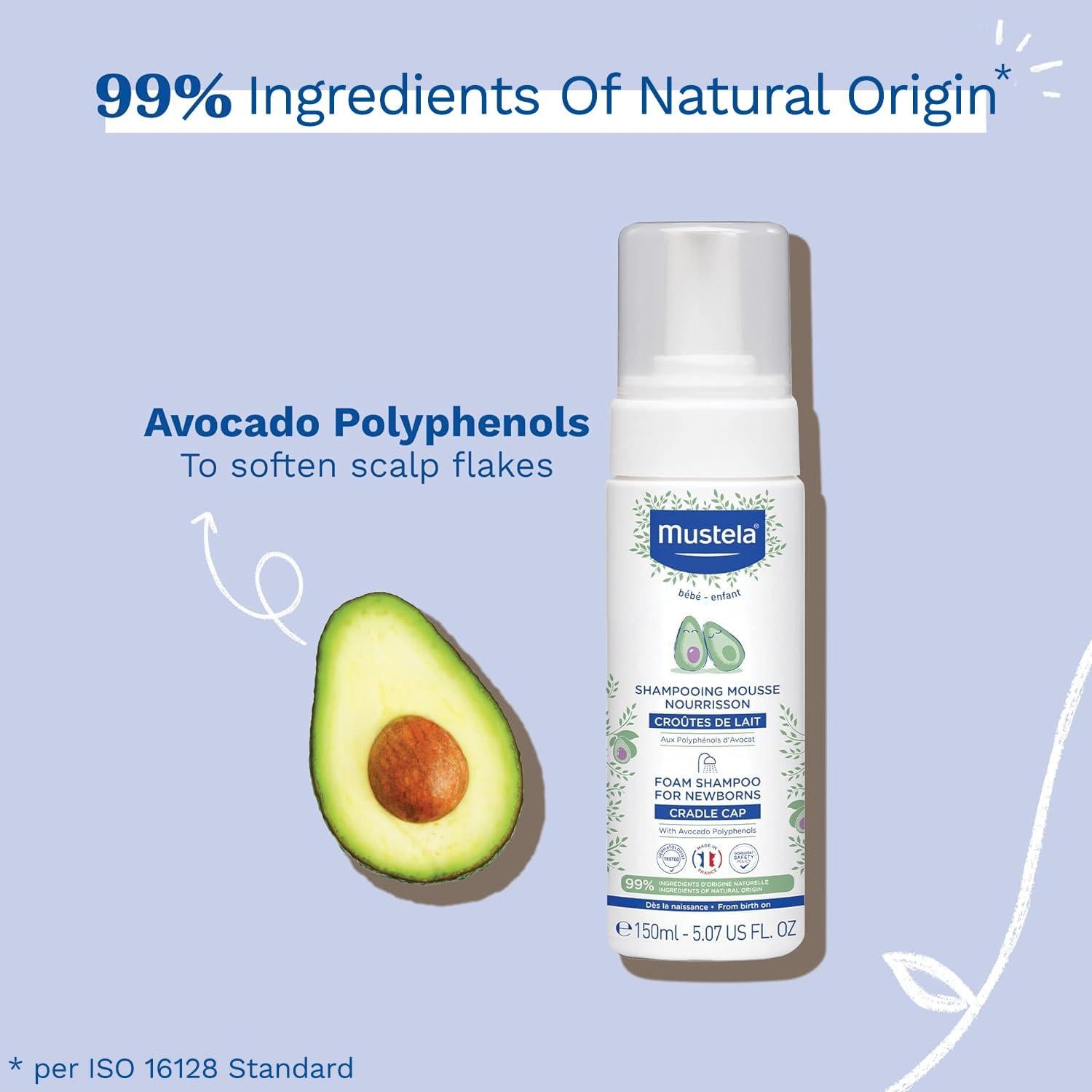 Champú Espumoso Mustela 150 ml para Costra Láctea Bebés