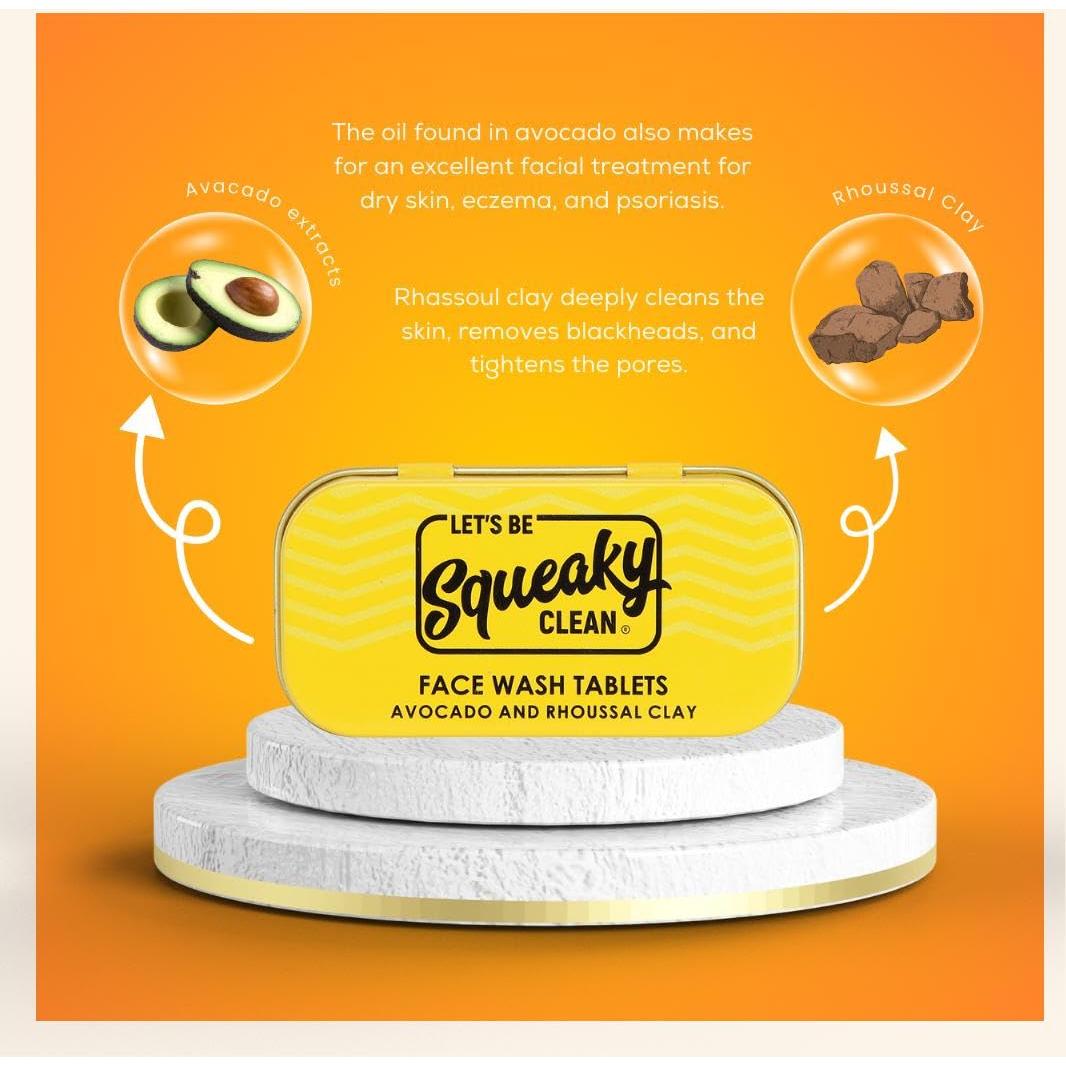 Tabletas de Lavado Facial Squeaky Clean Atara - Aguacate - 30 Unidades