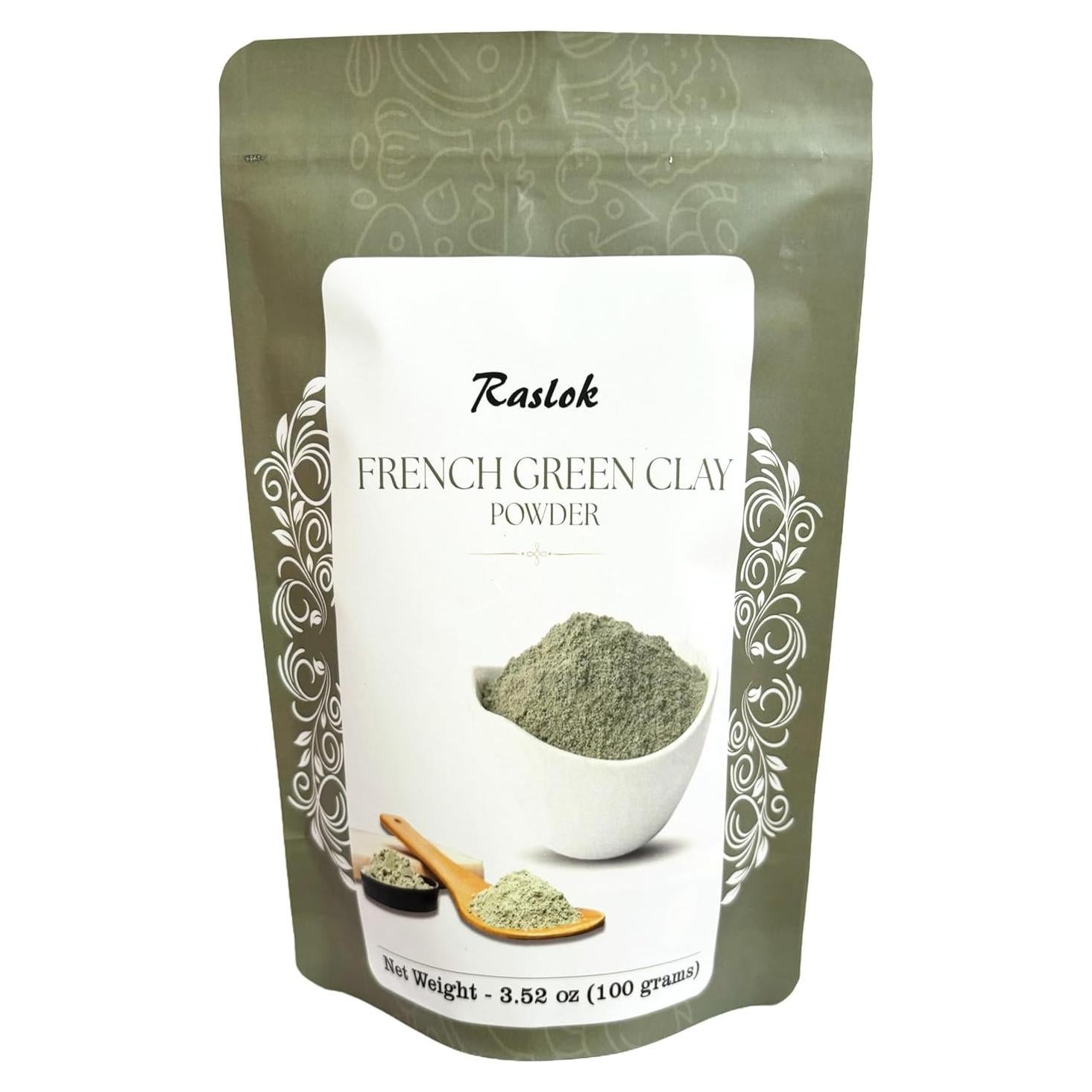 Arcilla Verde Francesa Raslok 99.7g - Limpiador y Mascarilla Facial