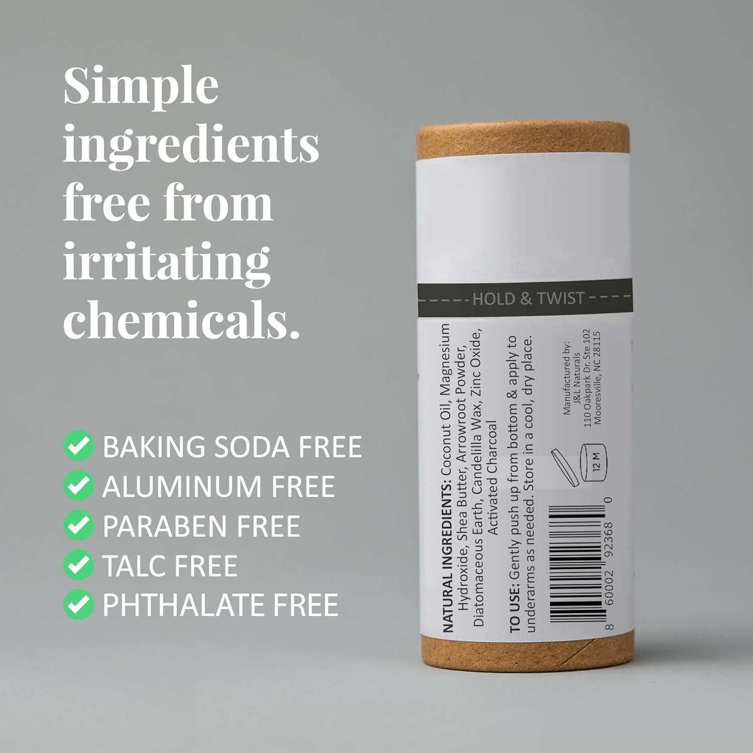 Desodorante Mineral J&L Naturals 85 g Carbón Activado Vegano