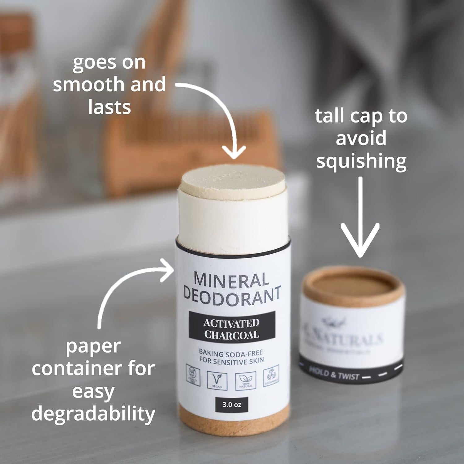 Desodorante Mineral J&L Naturals 85 g Carbón Activado Vegano