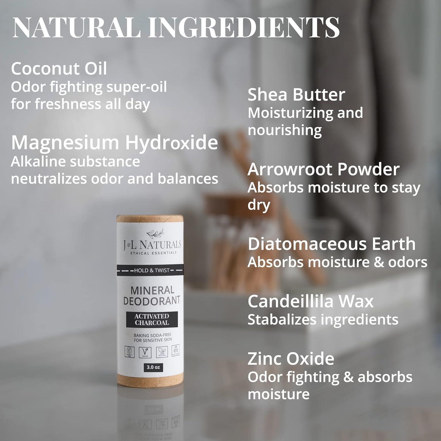 Desodorante Mineral J&L Naturals 85 g Carbón Activado Vegano