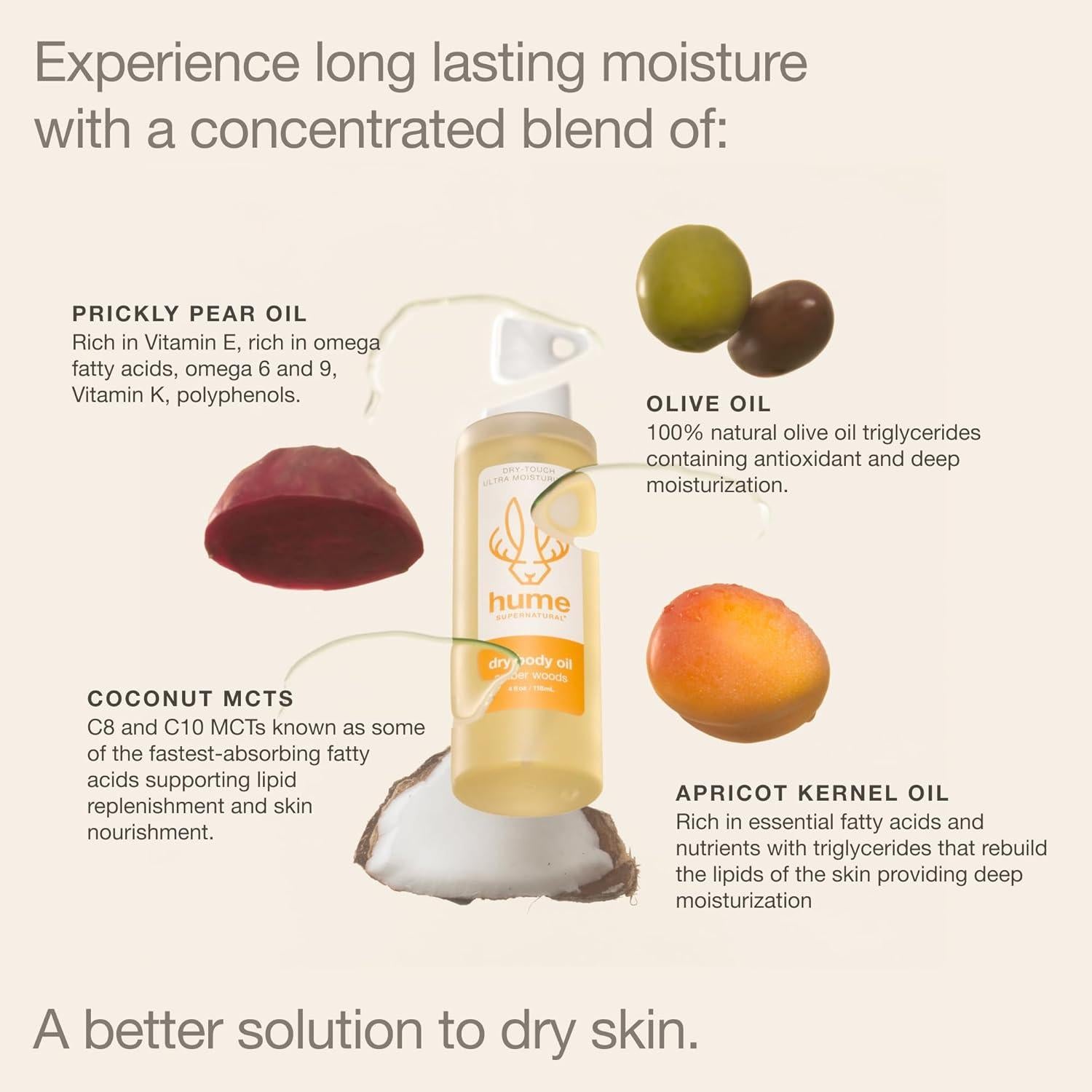 Aceite Corporal Seco HUME SUPERNATURAL Maderas Ámbar 132g