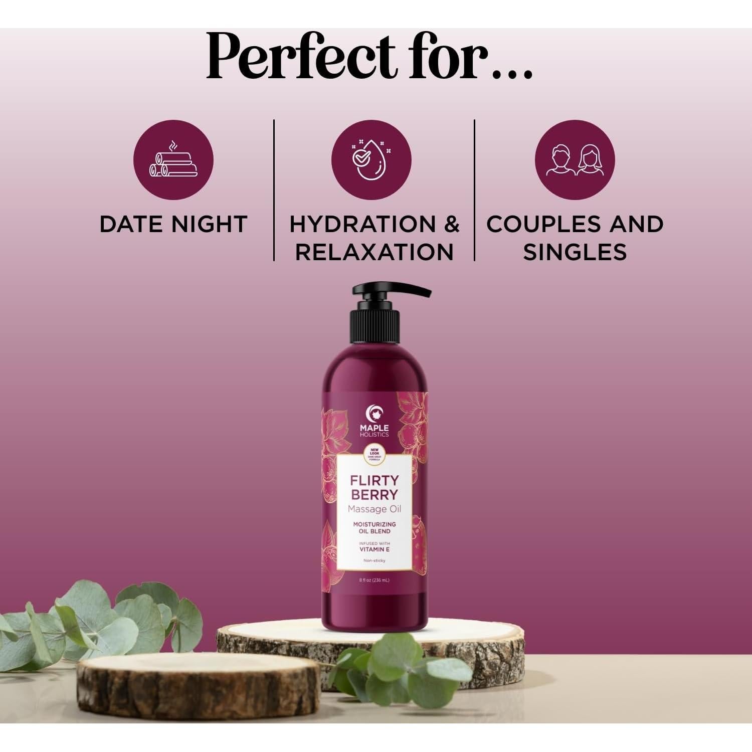 Aceite de Masaje Corporal Maple Holistics 236ml Aroma a Bayas