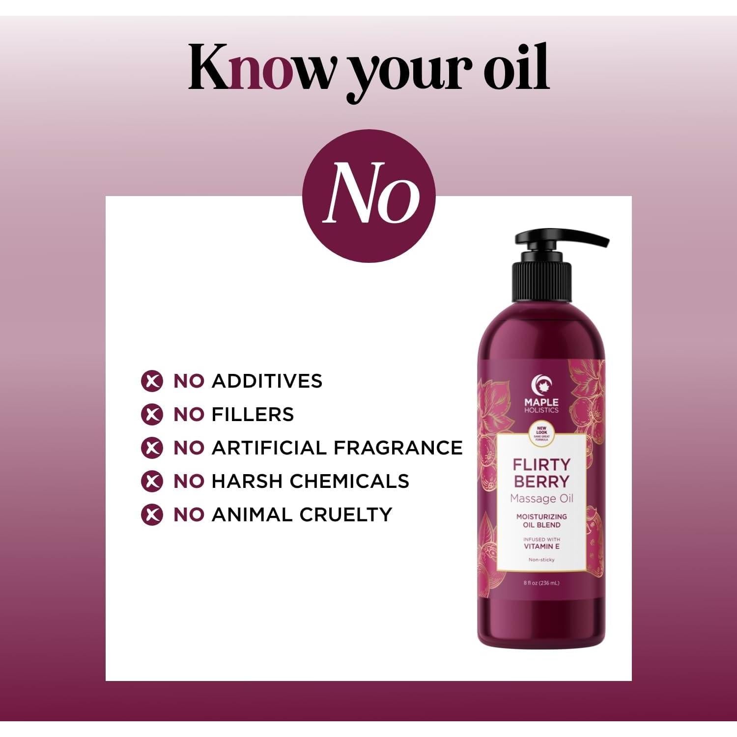 Aceite de Masaje Corporal Maple Holistics 236ml Aroma a Bayas