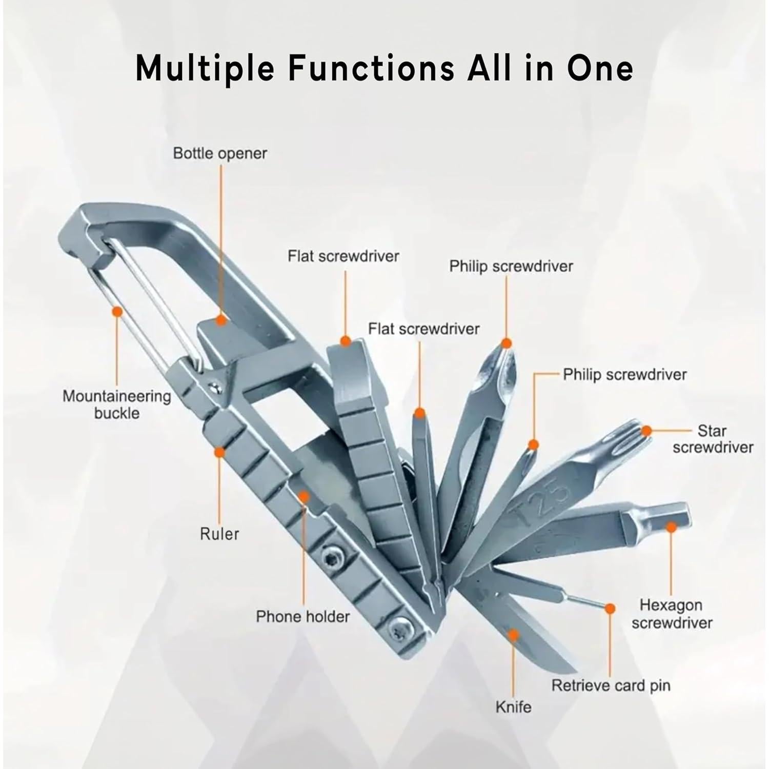 Multiherramienta Carabiner PELZ 12 en 1 Acero Inoxidable
