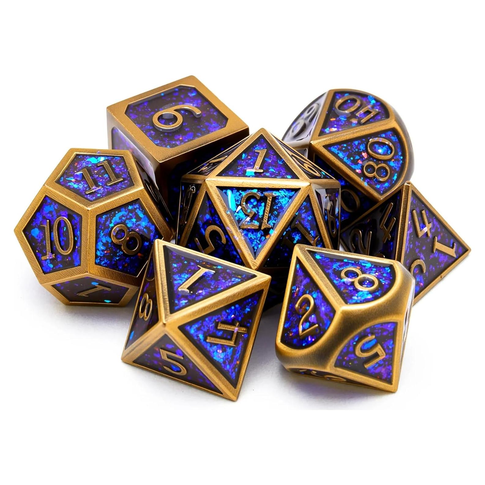 Juego de Dados de Metal D&D GuanShuo 7 Piezas RPG