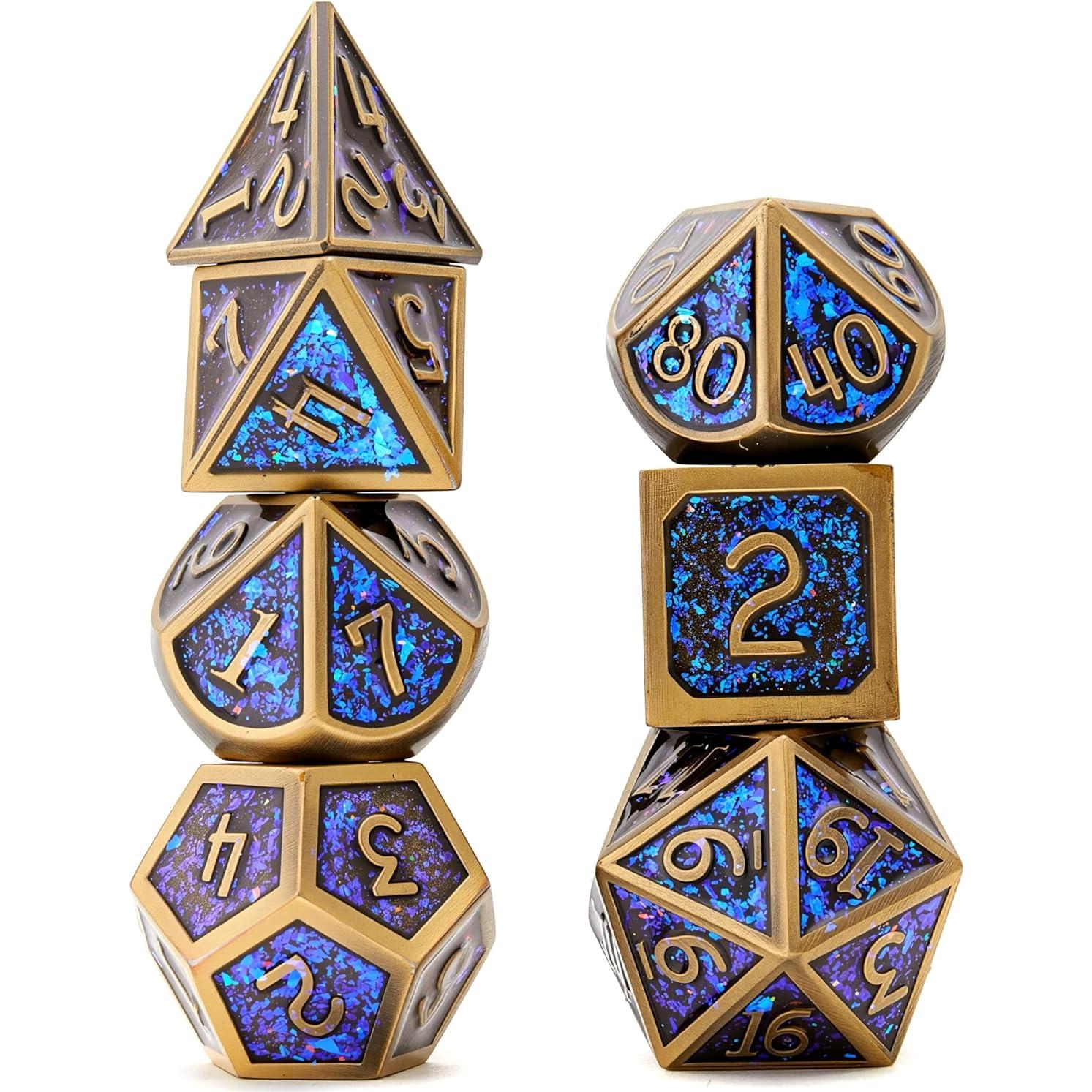 Juego de Dados de Metal D&D GuanShuo 7 Piezas RPG