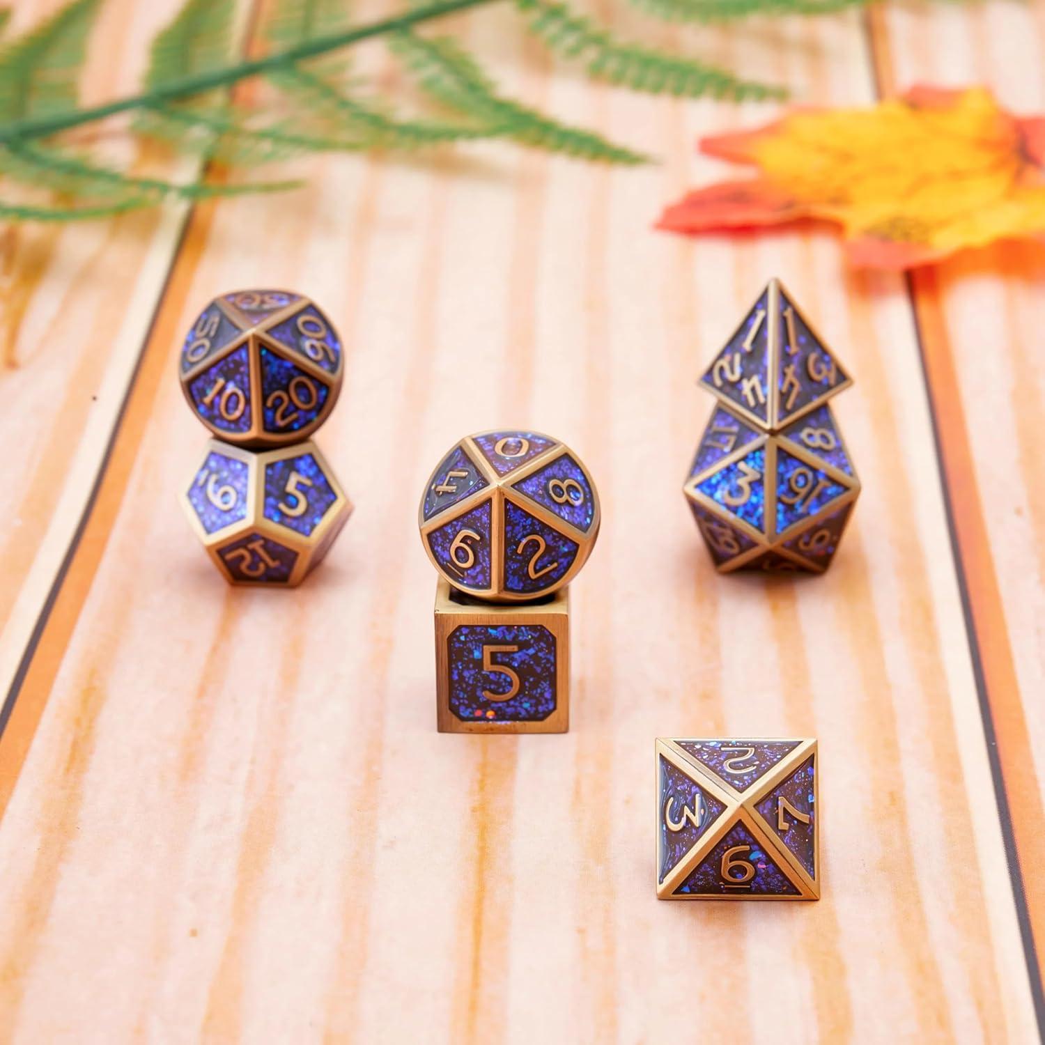 Juego de Dados de Metal D&D GuanShuo 7 Piezas RPG