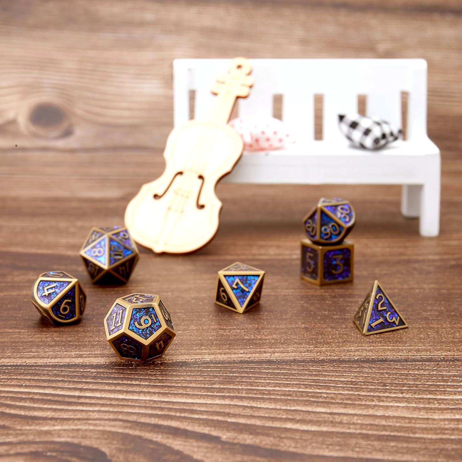 Juego de Dados de Metal D&D GuanShuo 7 Piezas RPG