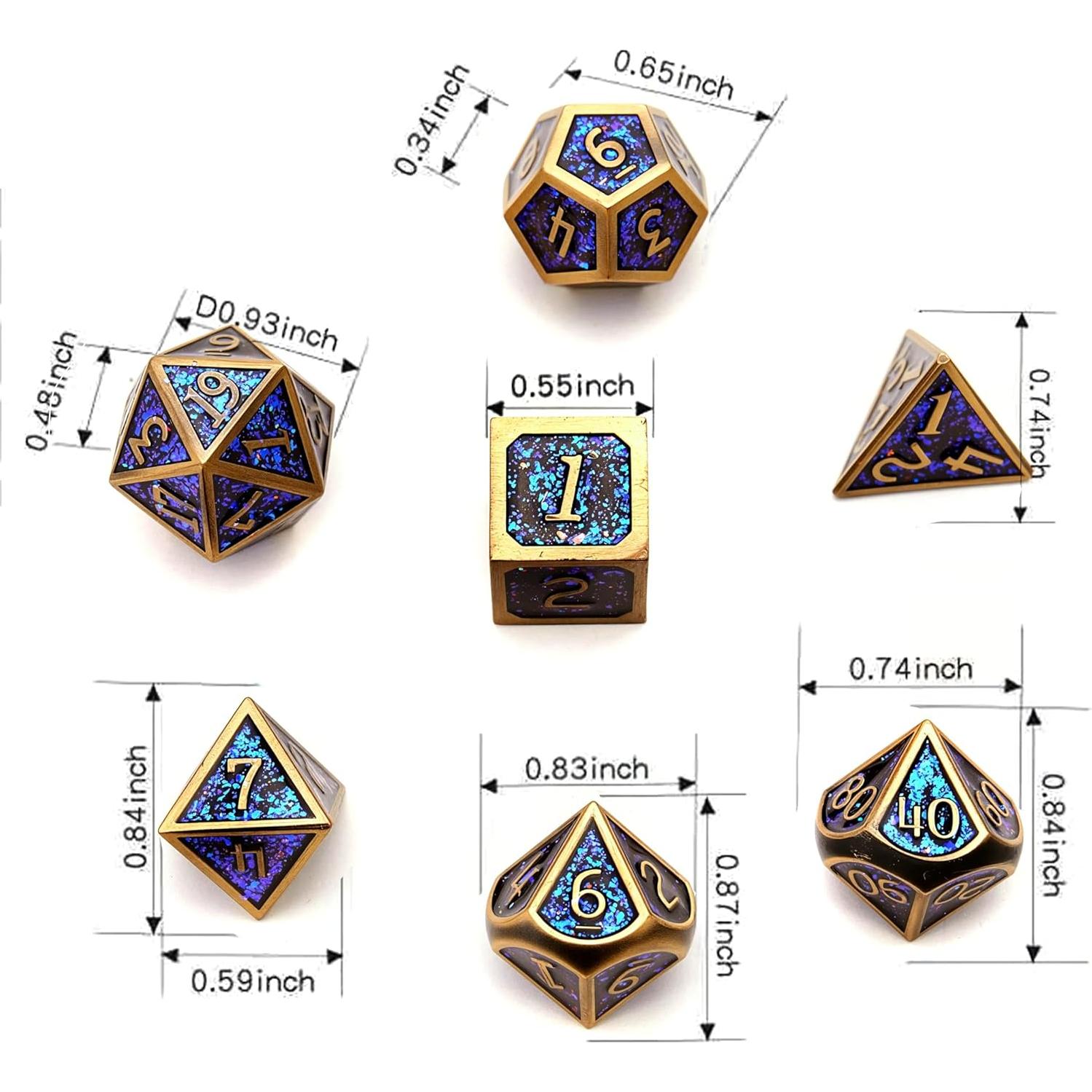 Juego de Dados de Metal D&D GuanShuo 7 Piezas RPG