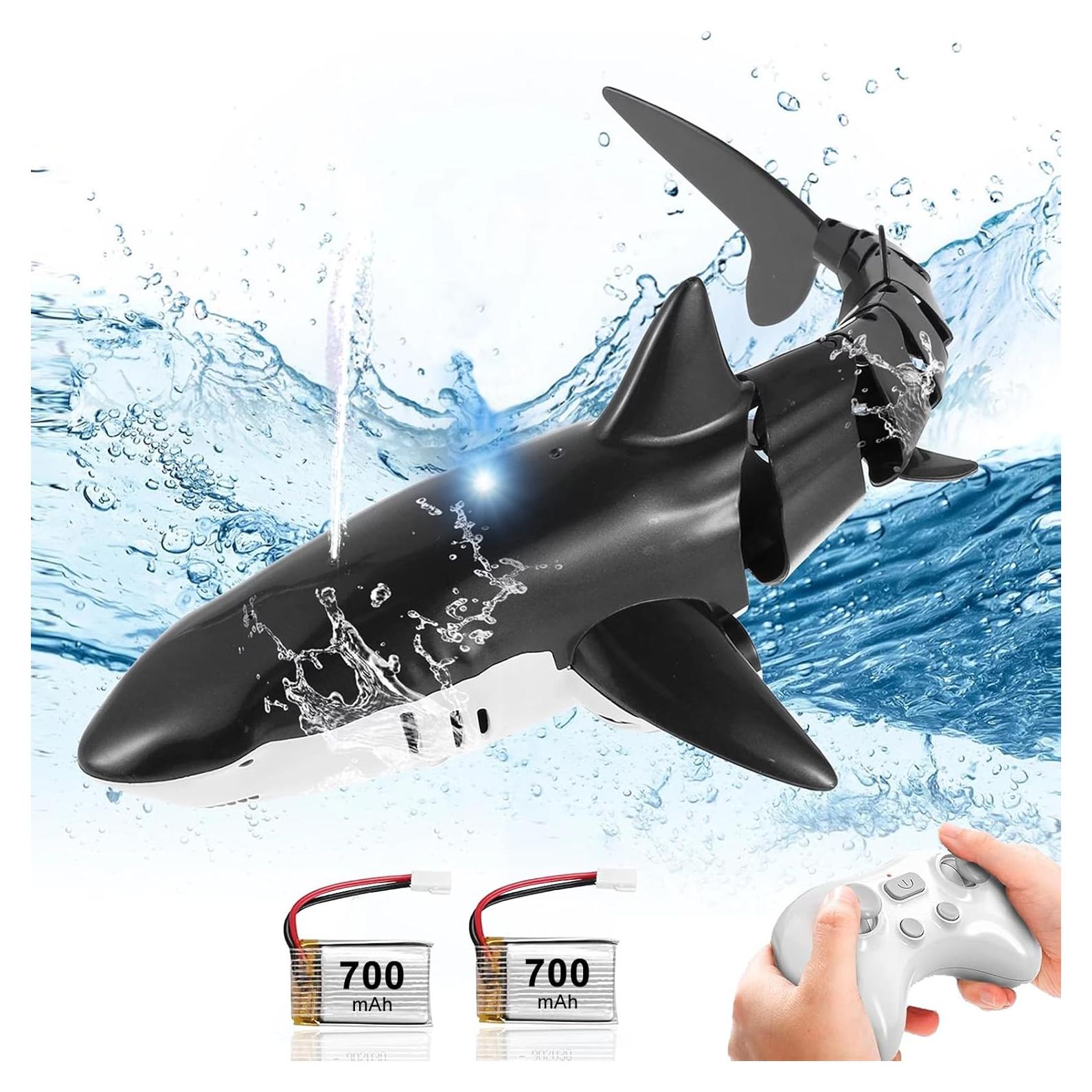 Juguete de piscina tiburón RC Bayehngs 34.5cm con luz