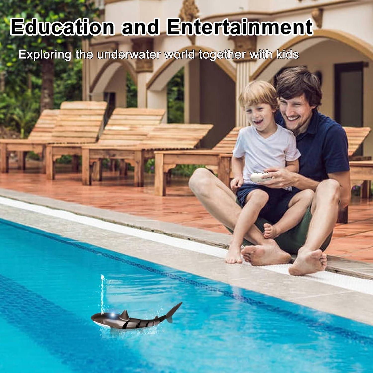 Juguete de piscina tiburón RC Bayehngs 34.5cm con luz