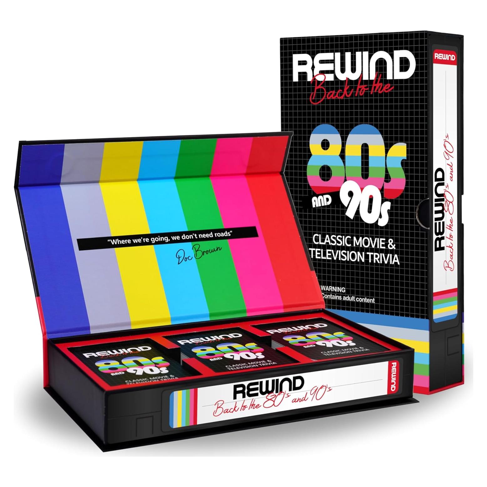 Juego de cartas de trivia Mojo Games Rewind 80s 90s