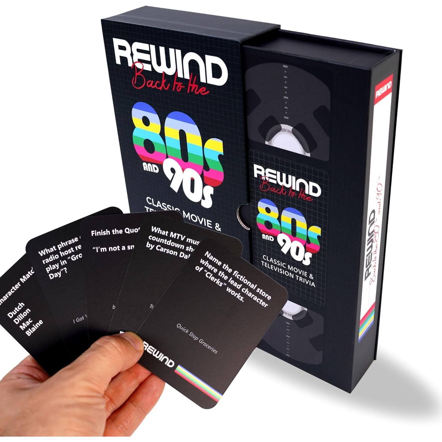 Juego de cartas de trivia Mojo Games Rewind 80s 90s