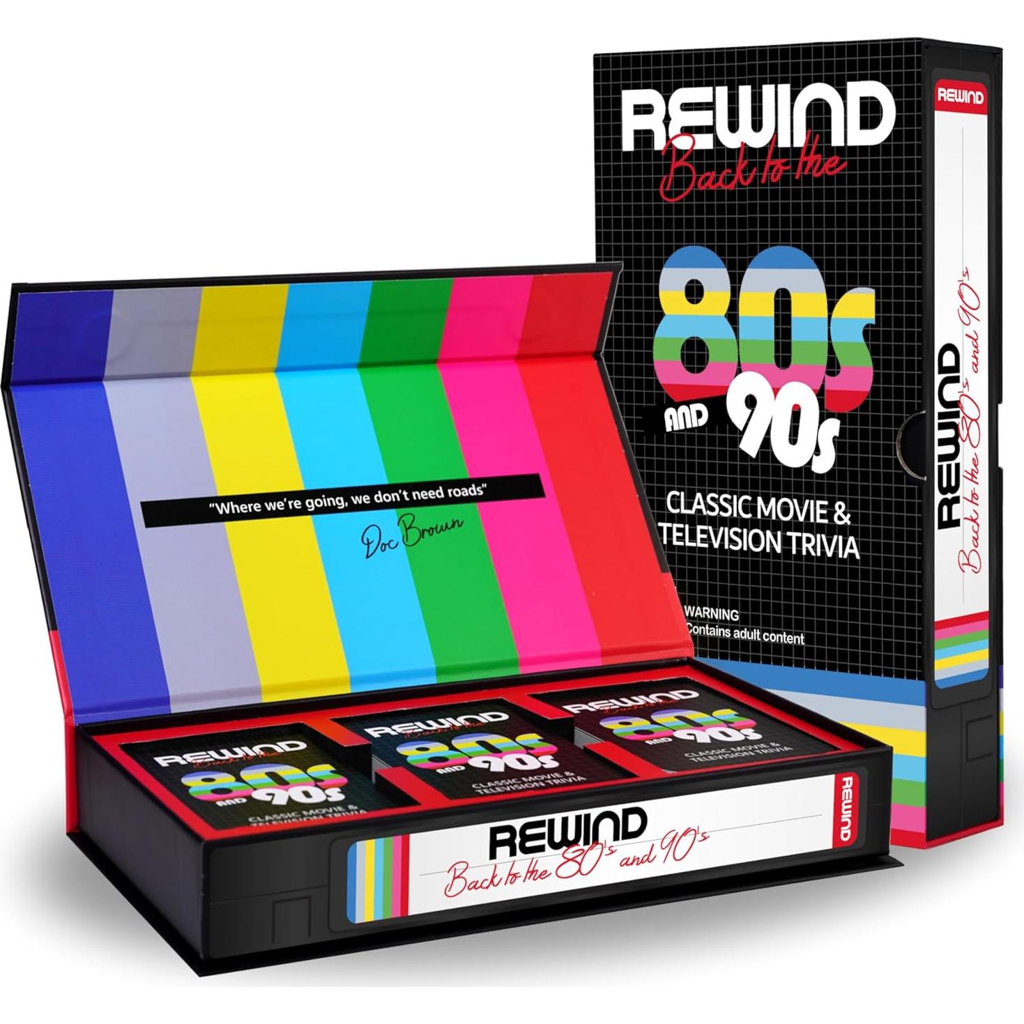 Juego de cartas de trivia Mojo Games Rewind 80s 90s