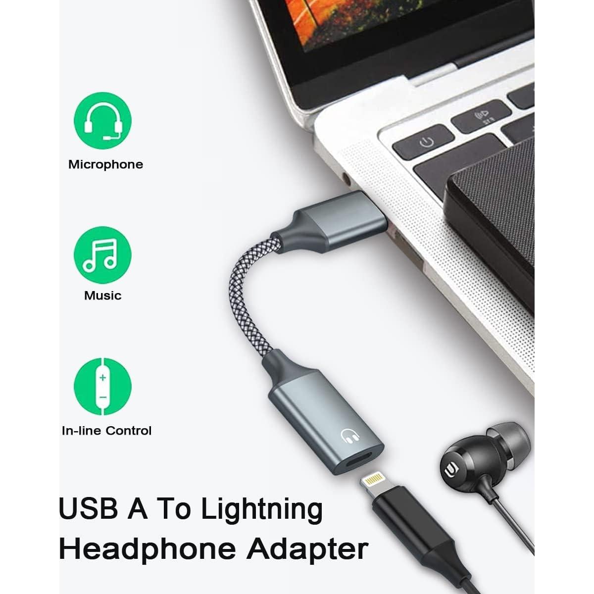 Adaptador de Audio USB A a Lightning LecLooc HiFi Gris