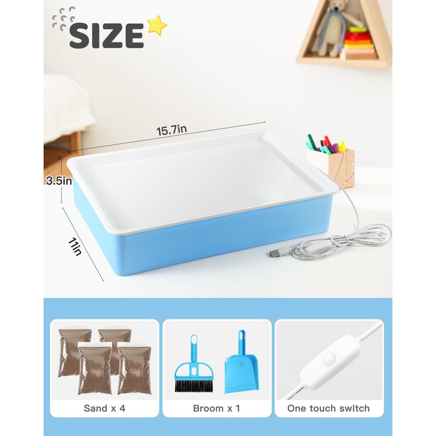 Mesa de Luz para Niños AtMini 40.64 cm - Caja de Pintura de Arena