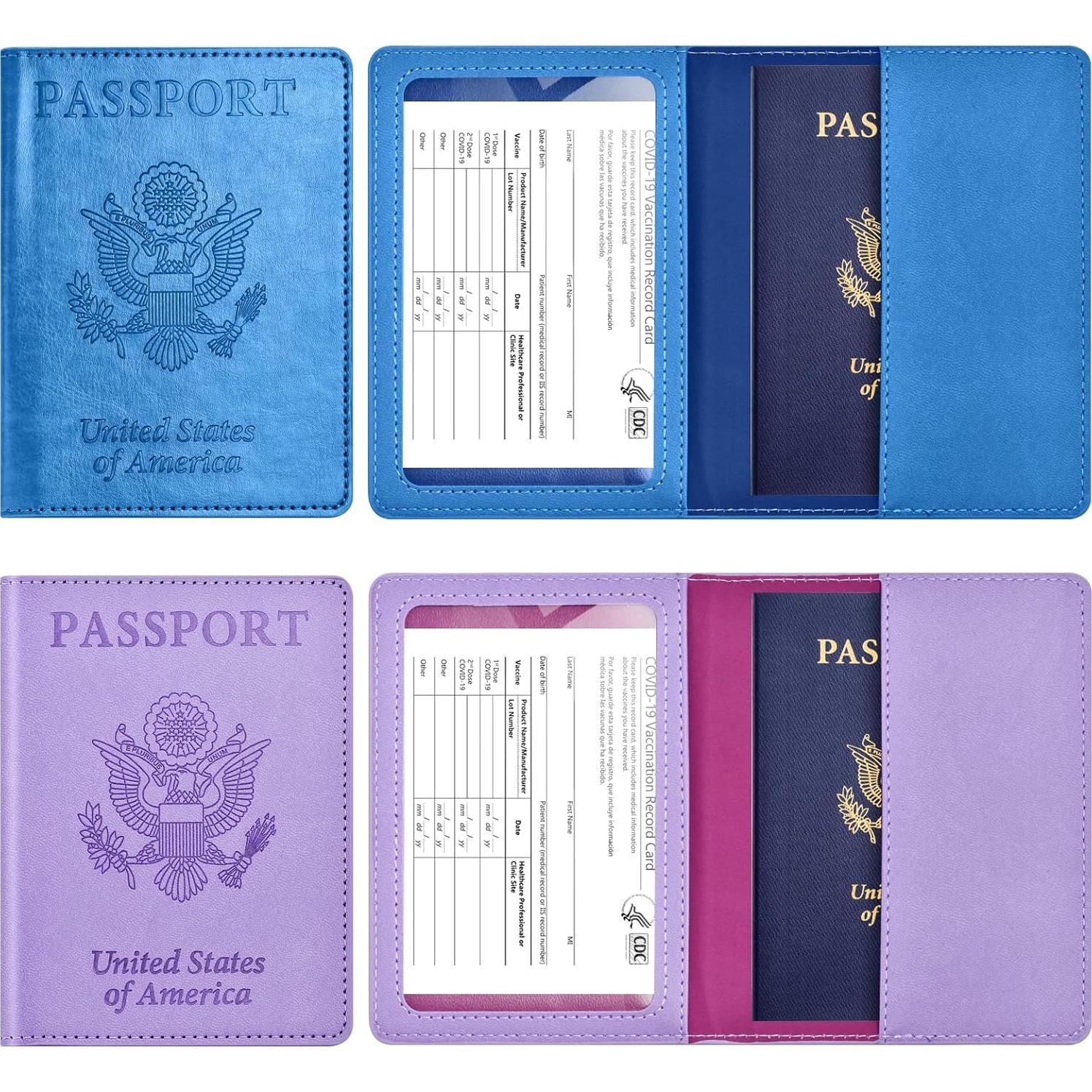 Funda de Pasaporte y Tarjeta de Vacunación Eoehro 2Pack